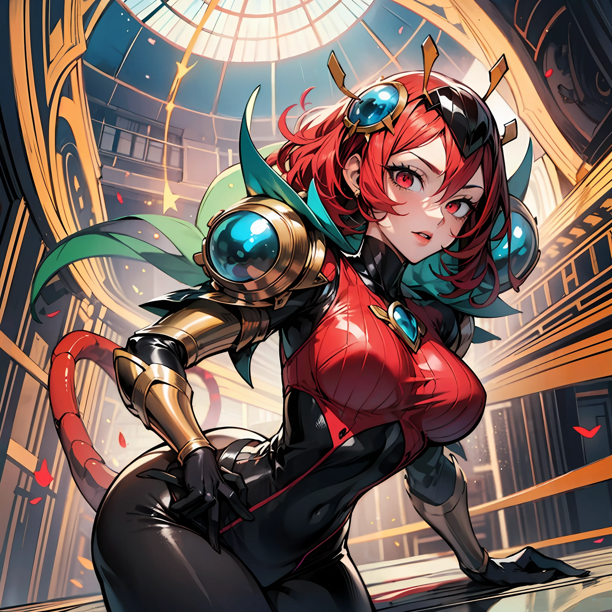 Female cartoon pictures, hot insect humanoid women, Guybar style, red eyes, scarab reploids, bellows tail, cel shade adult animation, alien queen, serpentine pose,