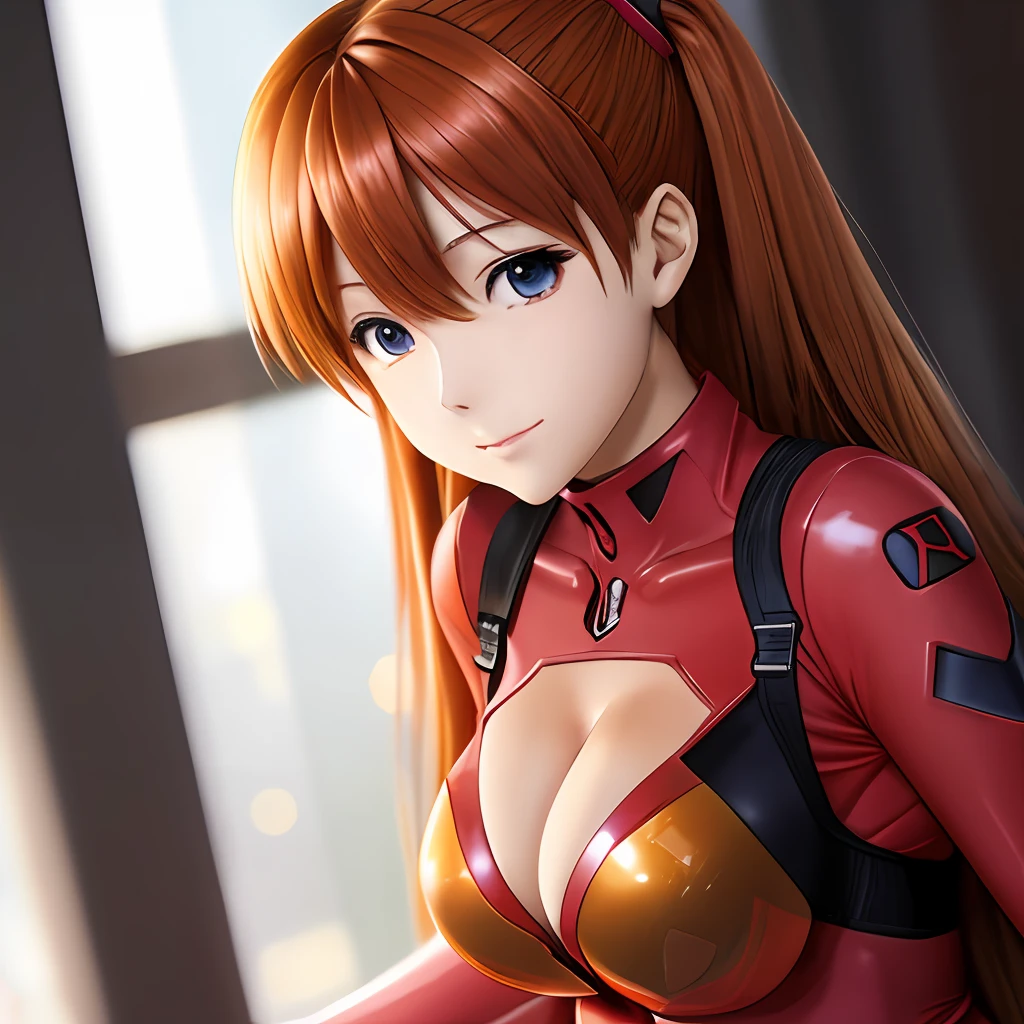 of young woman Asuka Langley soryu japanese anime Evangelion,With tight red clothes on her body, beautiful and sexy seductress, features character Asuka anime evangelion,q Very sexy, very attractive, big buttocks, big chest, flaccid chest, images taken by Canon camera with very high quality and very high definition --auto --s2