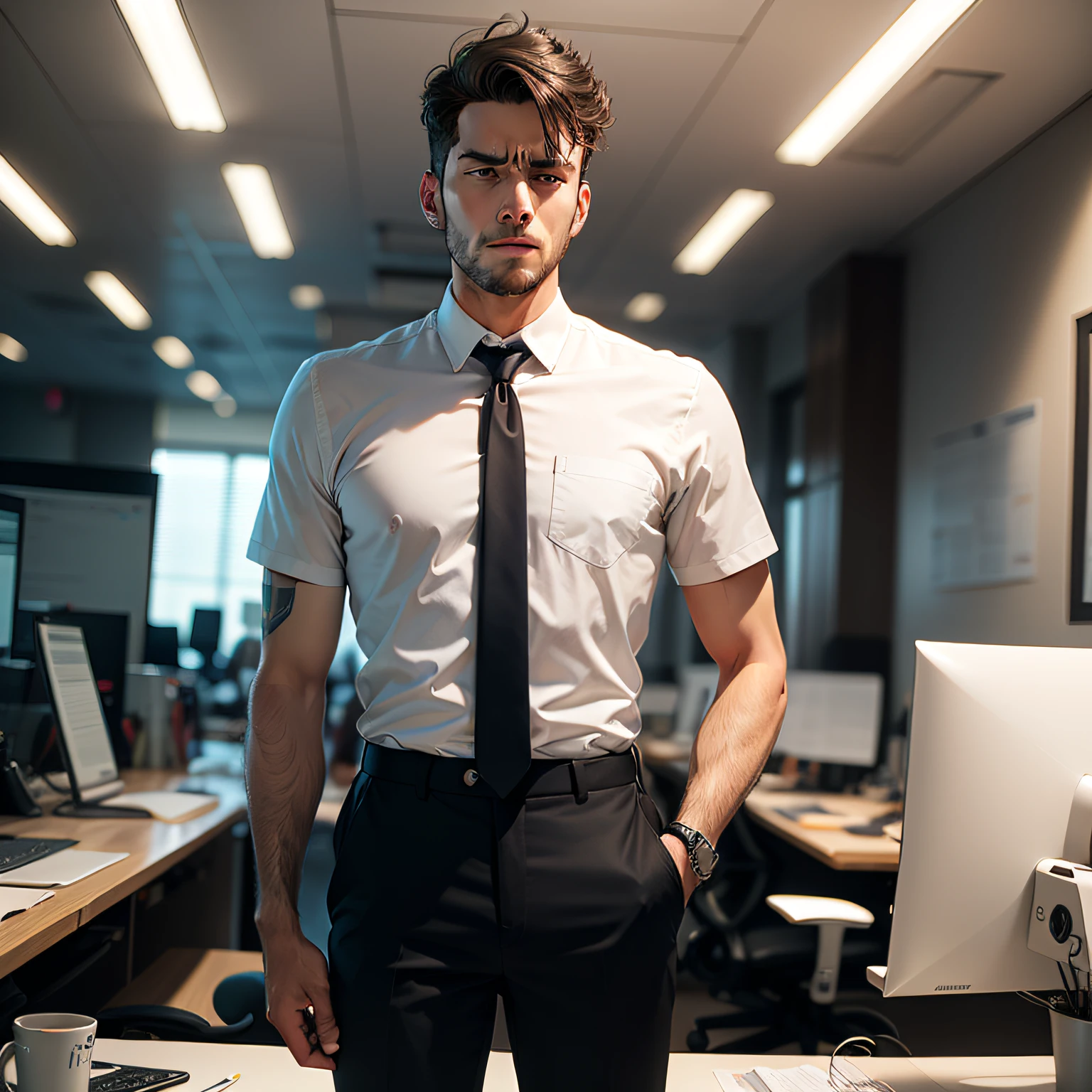 man not reacting to negative thoughts at work