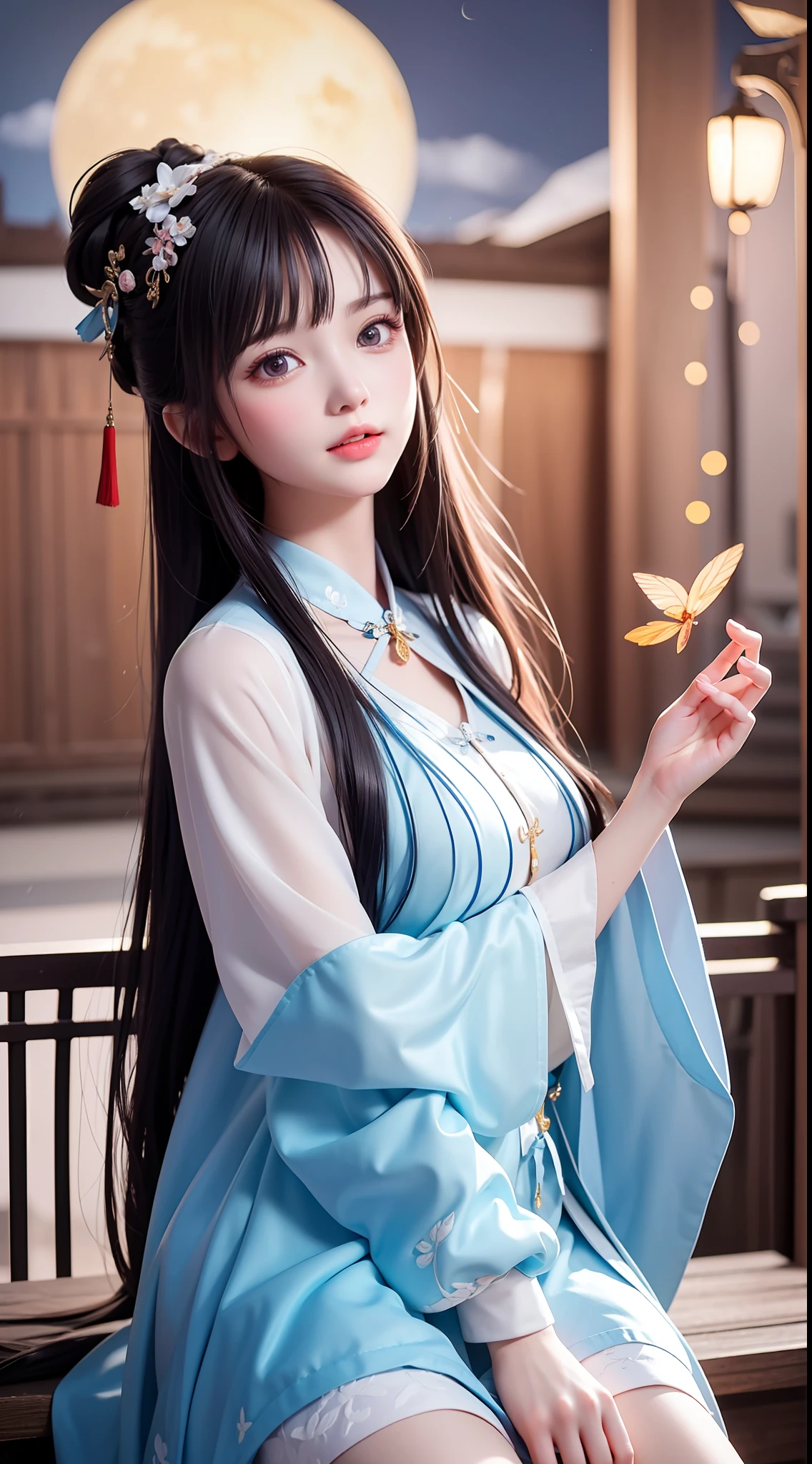 (8k, RAW photo:1.2), best quality, ultra high res,dramatic angle,(fluttered detailed color splashs), (illustration),(((1 girl))),(long hair),(rain:0.9), (头饰:1.4),少女身边有一座古宫,汉服,(重点),彩色水墨画,(泼彩),泼彩,(((colorful))),(素描:0.8) , Masterpiece, best quality, beautiful painted, highly detailed,(denoising:0.6),[splash ink],((ink refraction)), (beautiful detailed sky),moon,highly,detaild,(masterpiece, best quality, extremely detailed） CG unity 8k壁纸，杰作，最好的质量，超详细），（石蒜），
