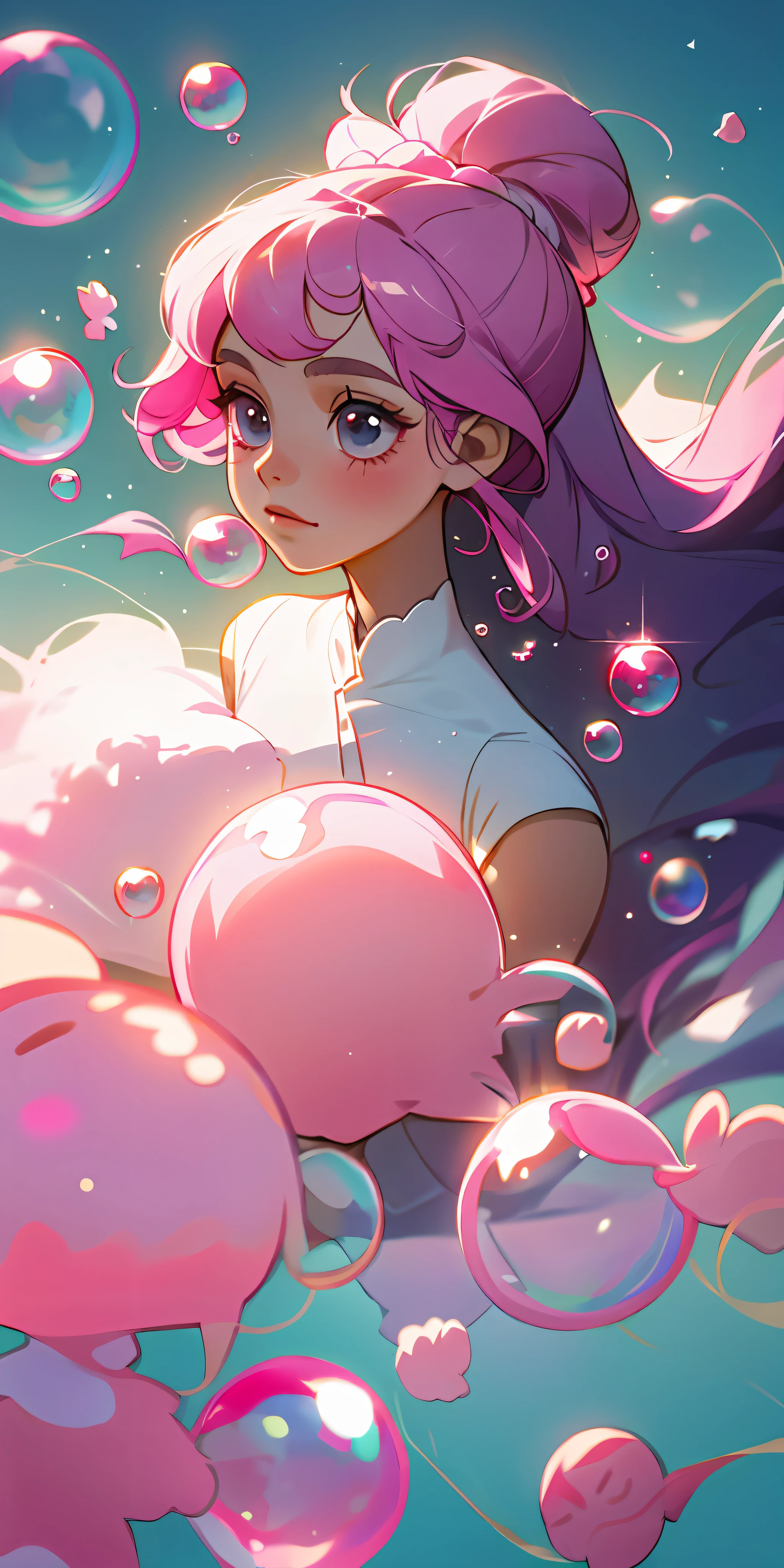Pink bubbles, sweet, delicate girl