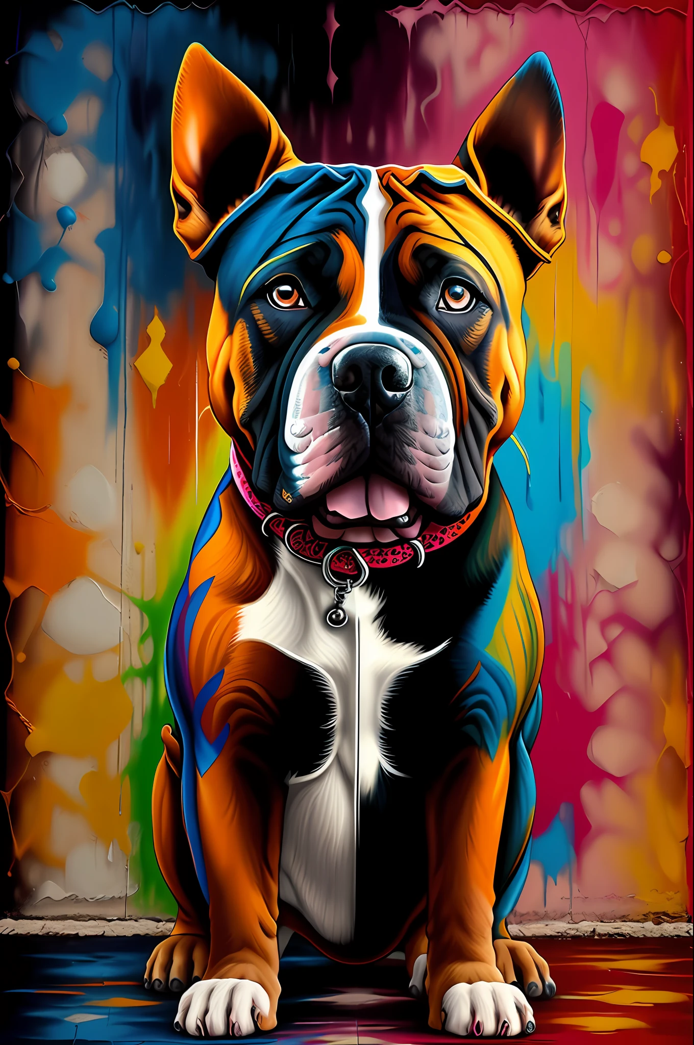 (Dog American bully),(happy)))), Eduardo Kobra padding ,wall PORTRAIT geometric multidimensional, art, chibi,
yang08k, beautiful, colorful,
masterpieces, top quality, best quality, official art, beautiful and aesthetic,