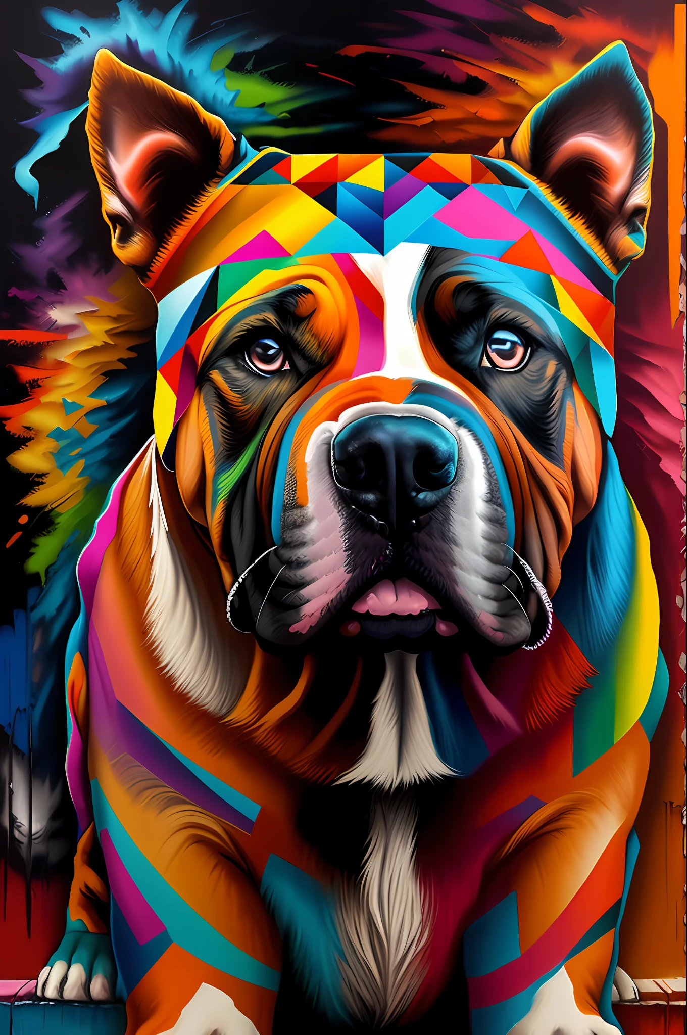 (Dog American bully),(happy)))), Eduardo Kobra padding ,wall PORTRAIT geometric multidimensional, art, chibi,
yang08k, beautiful, colorful,
masterpieces, top quality, best quality, official art, beautiful and aesthetic,