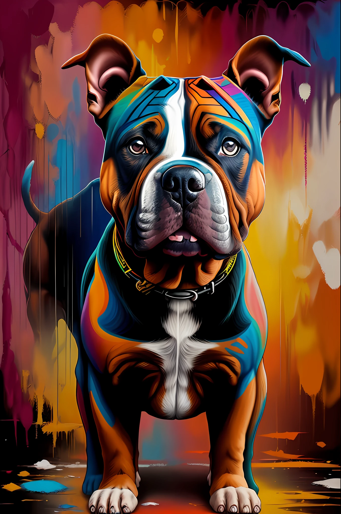 (Dog American bully),(happy)))), Eduardo Kobra padding ,wall PORTRAIT geometric multidimensional, art, chibi,
yang08k, beautiful, colorful,
masterpieces, top quality, best quality, official art, beautiful and aesthetic,