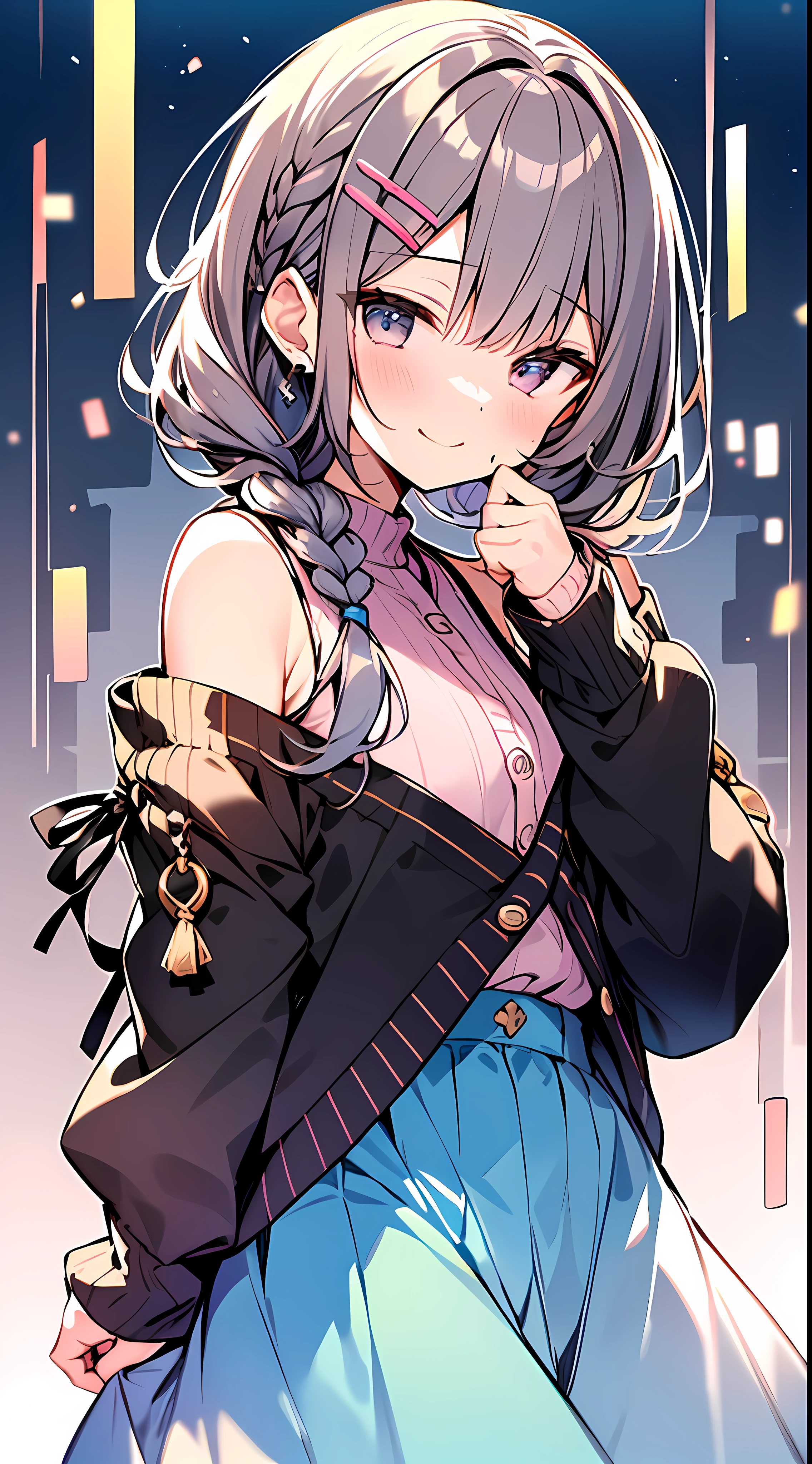 (Incredibly ridiculous absolute resolution:1.5)、masuterpiece、Super high resolution、8k、(Cardigan in pastel colors、Sneakers、Long Skirt) BREAK Shoujo Manga Style、(LOLI)、Soft line art、Digital Enhancement、A touch of shoujo manga、Shoujo Mangacore、(((Hair length to the shoulders)))、(((short braiding)))、(Happy and shy expression)、beautiful and mysterious:1.5、The Highest Quality:1.3