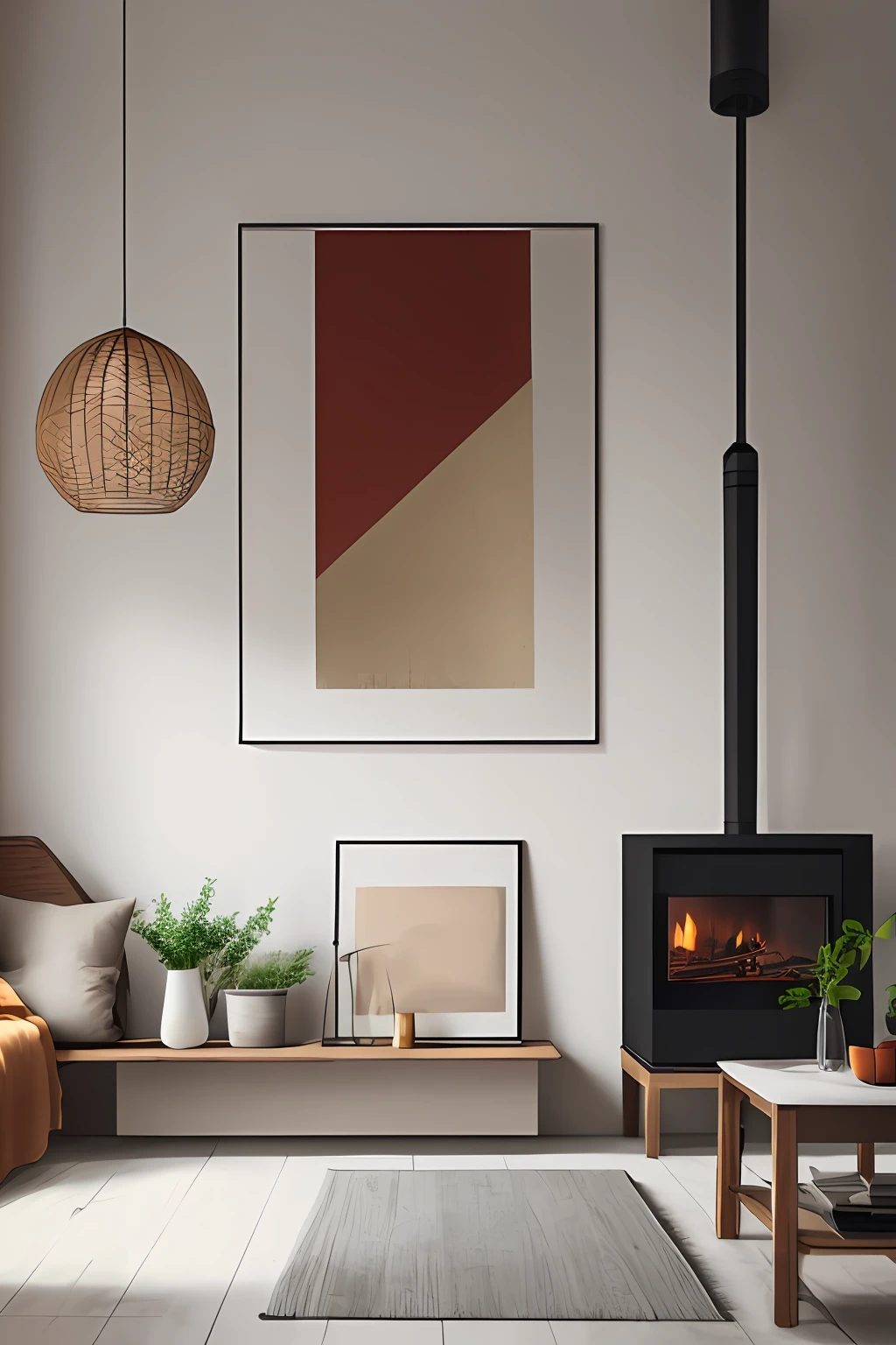 Nordic style, interior, background, minimalist, HD, warm colors
