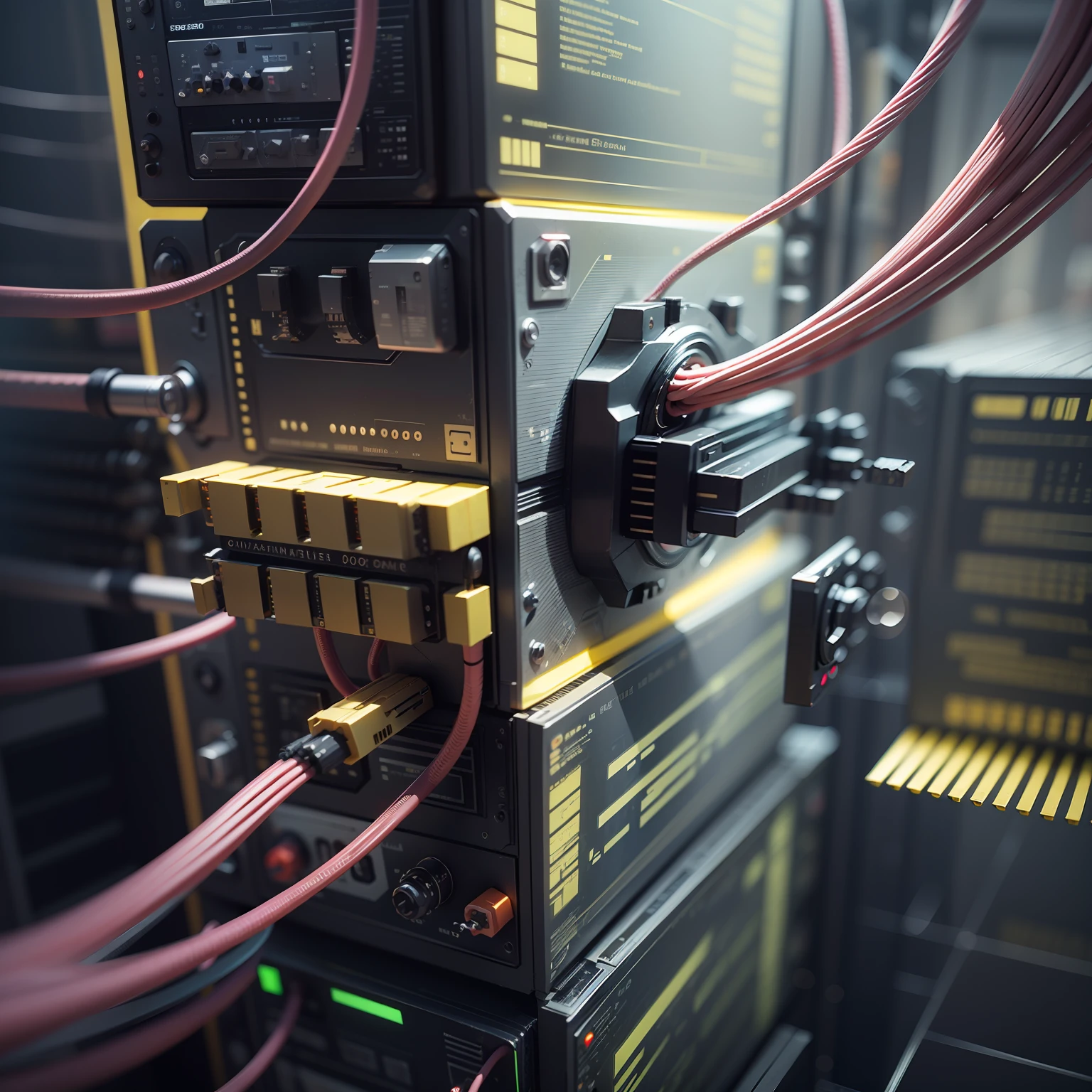 matrix optical cables in hypergrid multilayer nanotech CPU formations, blender rendering, 3d tone mapping, edge lighting glass dispersions, new media digital art