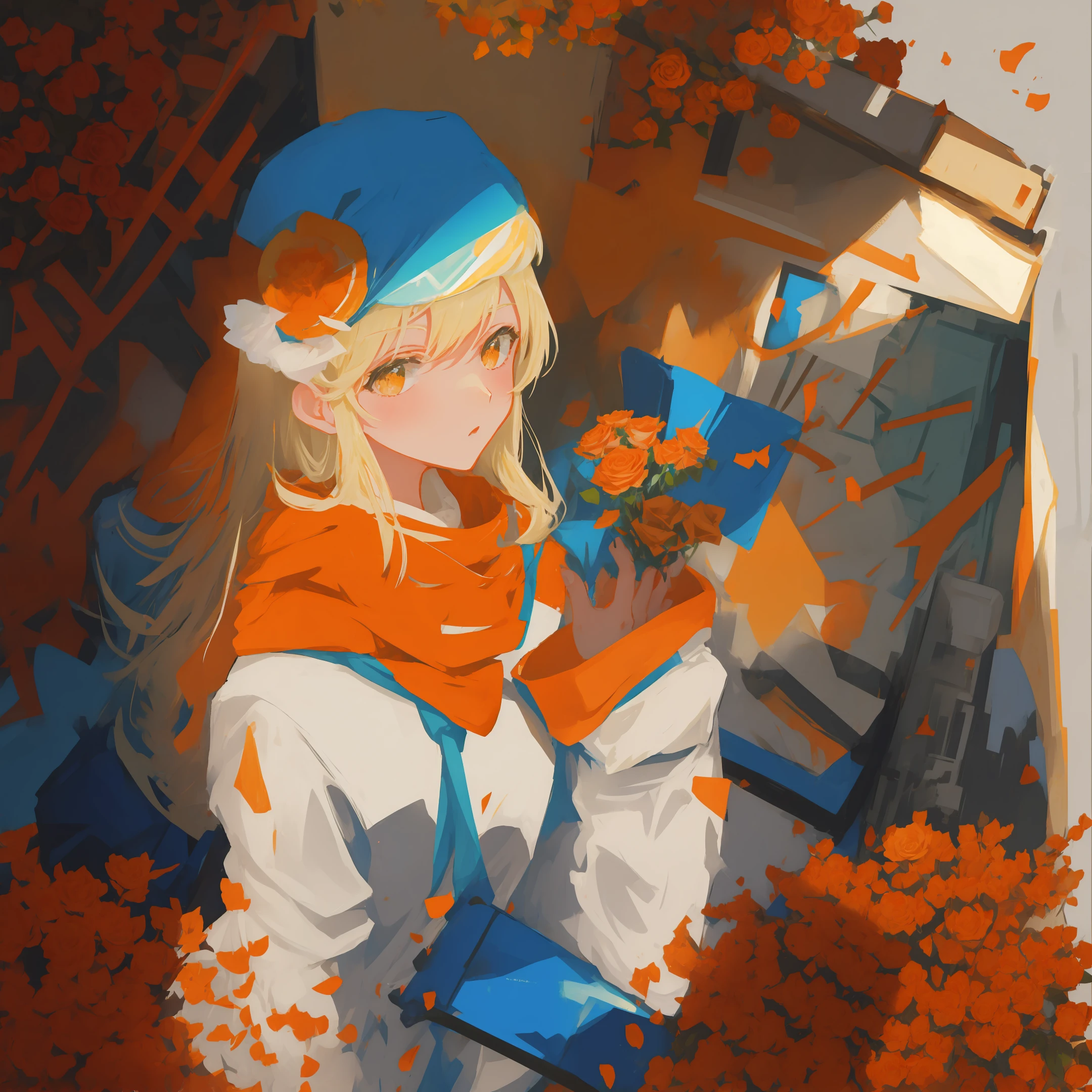 Gundam, orange roses