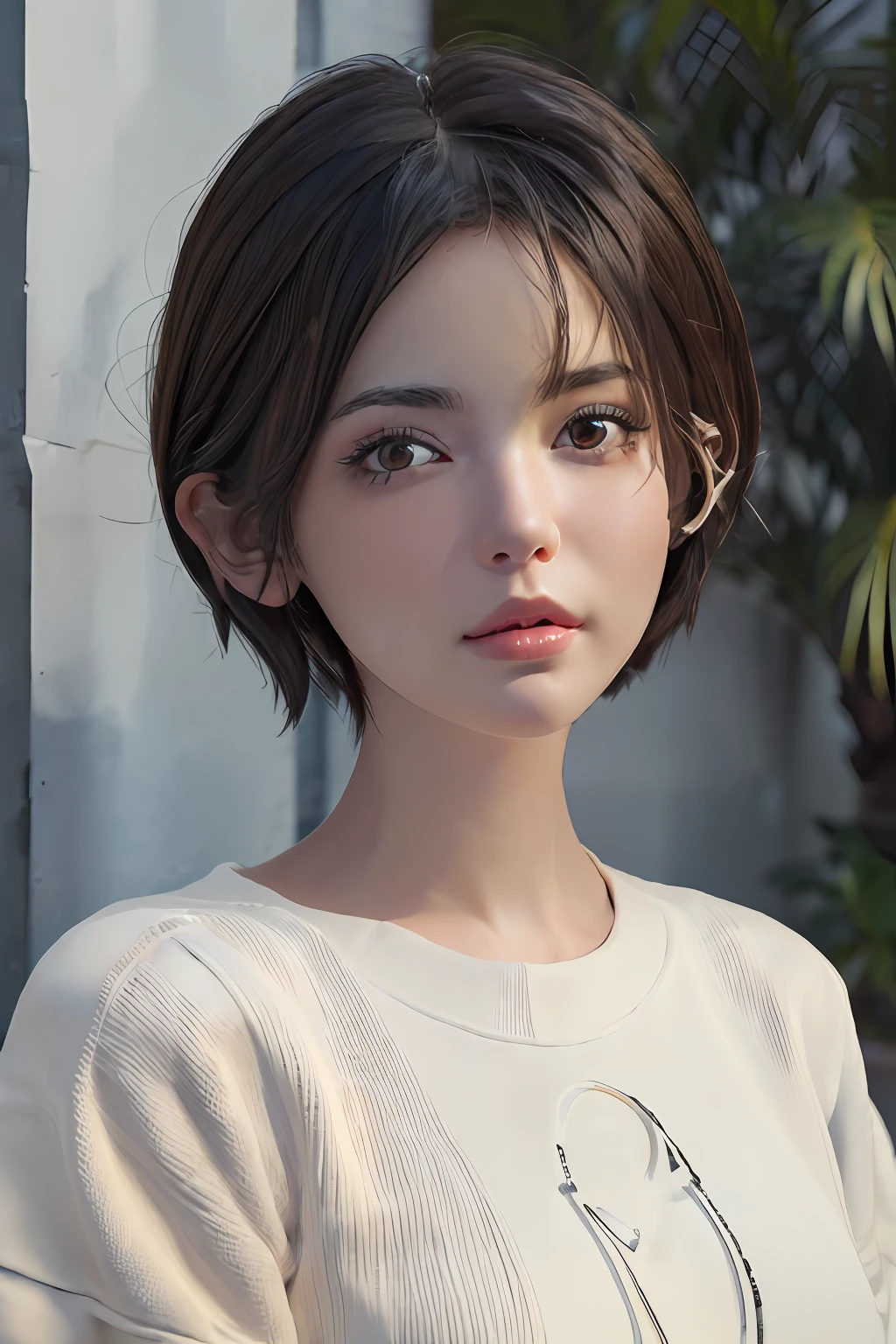 (masterpiece:1.3), (8k, photorealistic, RAW photo, best quality: 1.4), (1girl), beautiful face, (realistic face), (black hair, short hair:1.3), beautiful hairstyle, realistic eyes, beautiful detailed eyes, (realistic skin), beautiful skin, (sweater), absurdres, attractive, ultra high res, ultra realistic, highly detailed, golden ratio