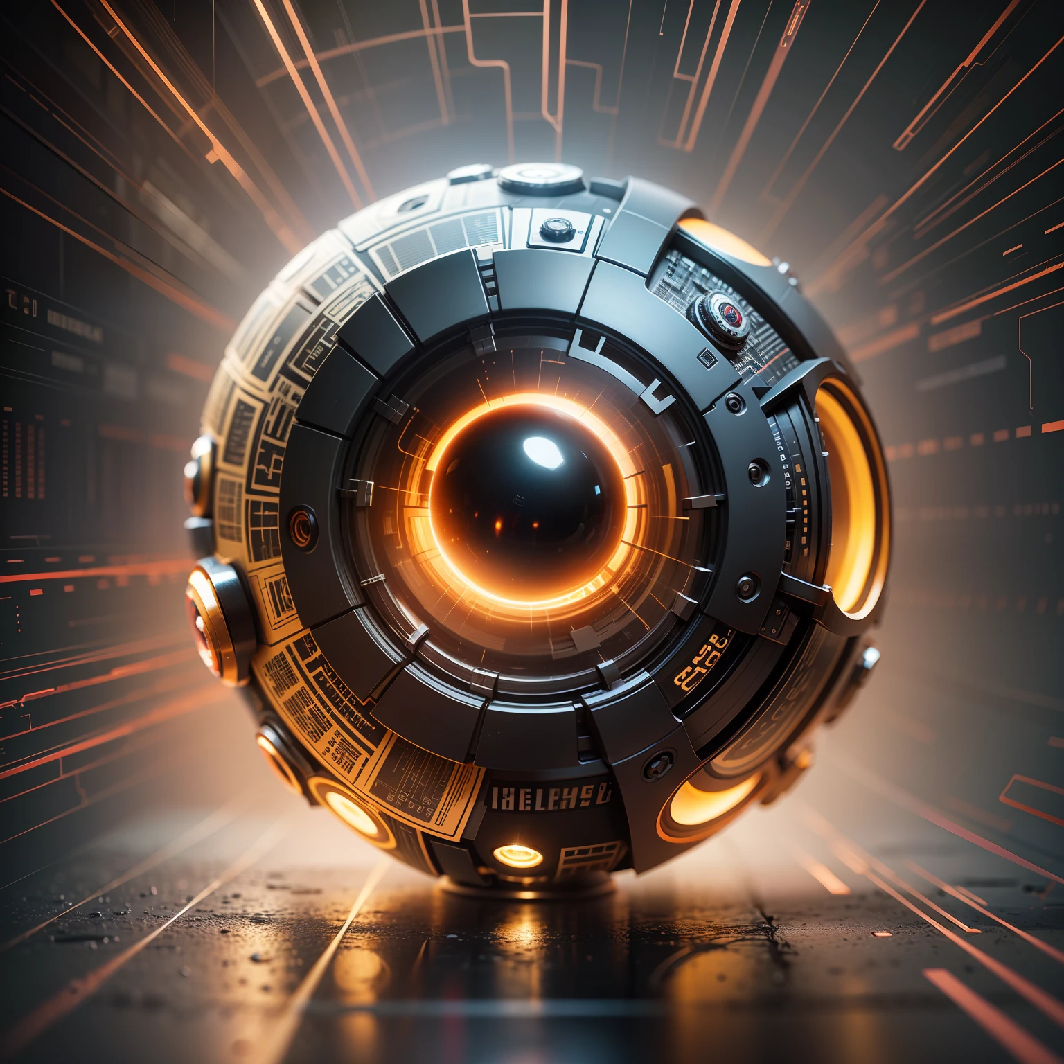 spherical cyber art in the style of cassette punk gadgets, digital rendering, cinematic lighting, ray tracing reflection 4k