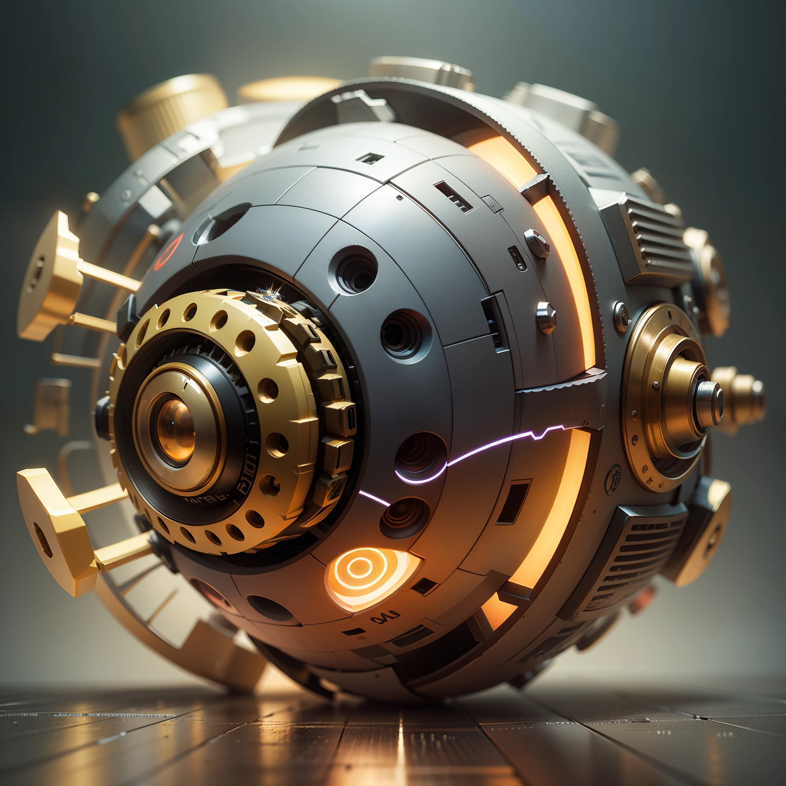 spherical cyber art in the style of cassette punk gadgets, digital rendering, cinematic lighting, ray tracing reflection 4k