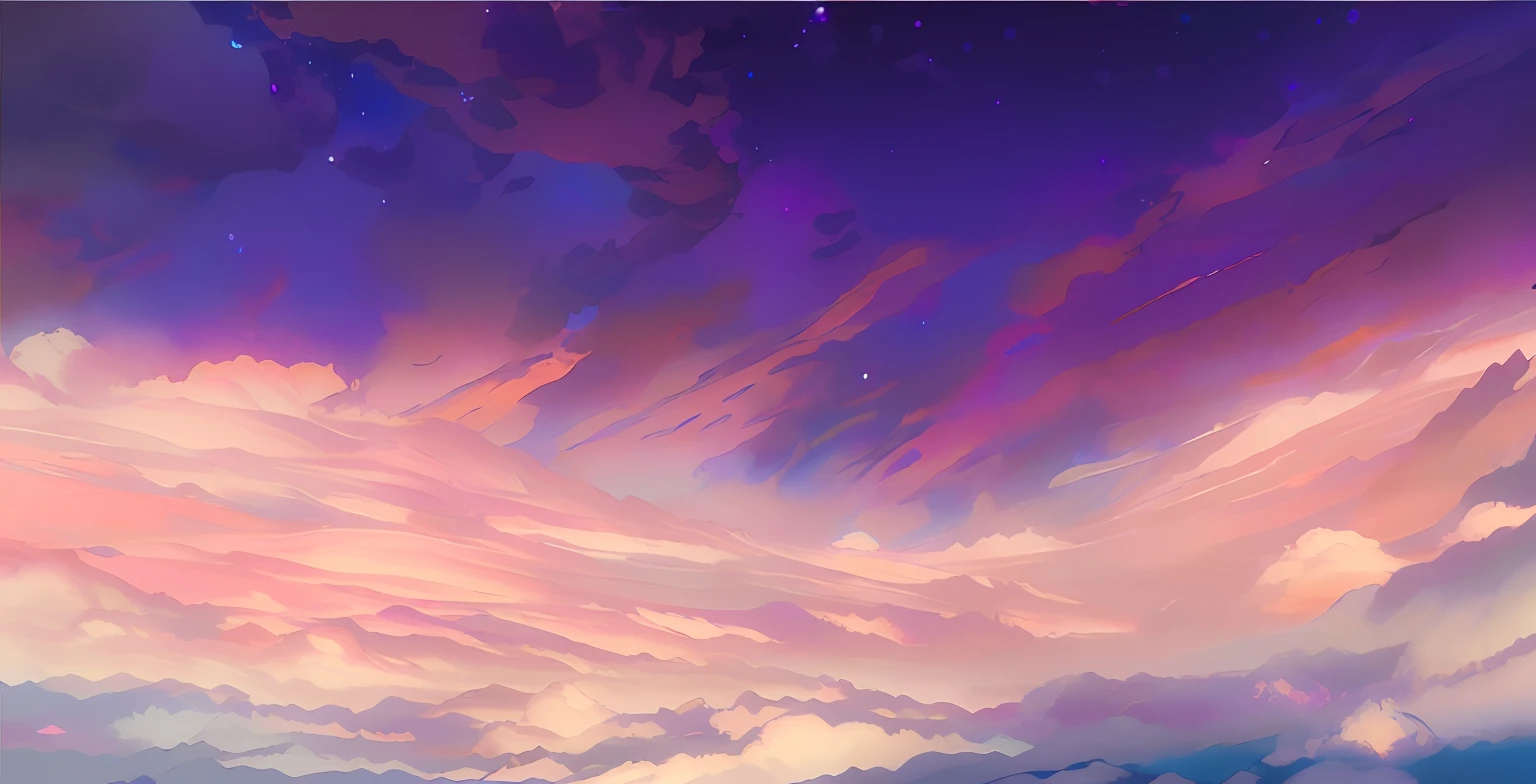 Clouds in the sky, fluffy pink anime clouds, anime clouds, anime sky, cosmic sky. Author: Makoto Shinkai, Atmospheric Fantasy Sky, Fantasy Puffy Sky, Fractal Sky, Space Cloud, Skyscape, Cloud. Fantasy, cloudscape in the universe, dream clouds, dreamy sky, magical cloudy background, detailed sky