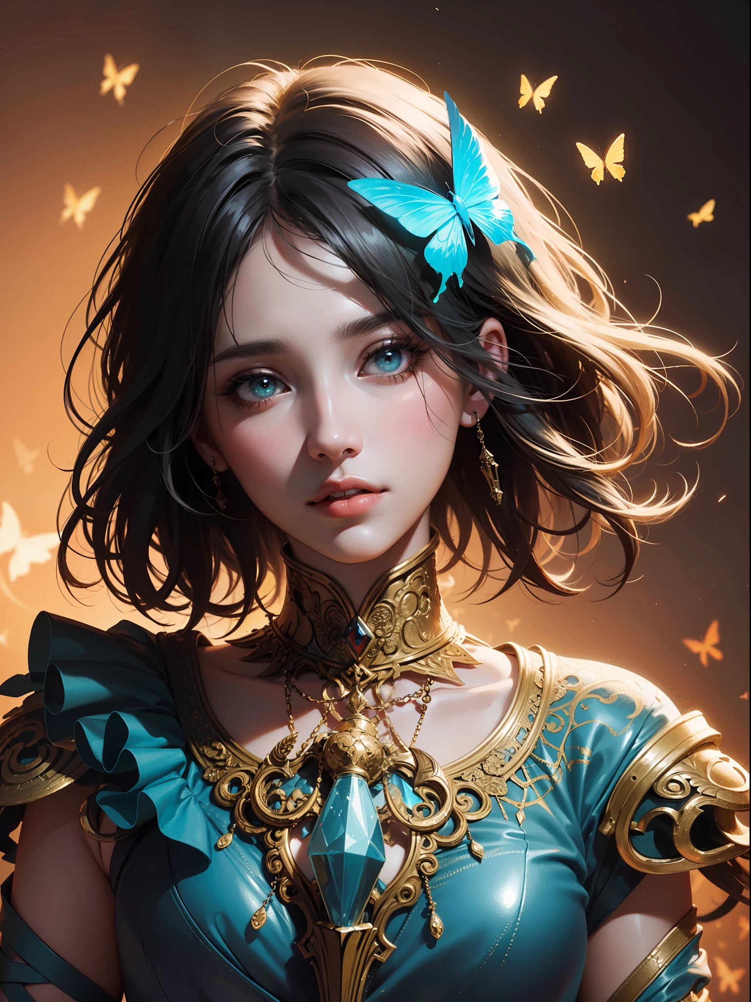 ((Best Quality, 8k, Masterpiece: 1.3)) Beautiful Woman: 1.3, Beautiful Face, Crawling Saturated Colors, Psychedelic Images, LSD, Mandala, Fractals, Clothing, Tattoos, Painted Body, Body Tilted Forward, Similar to Alex Gray's Art, Lots of Color Saturation, Swirls, Surreal, Planet Earth, Galaxies, Lots of Lighting, Shadows and Contrast, Role Play, Realistic Eyes, Green Iris, 3D Depth, Realistic Skin Texture, Detailed Sharp Scales, Colorful, fantasy art, artgerm ruan jia and greg rutkowski surrealist wet lacquer gold butterfly filigree art, broken glass