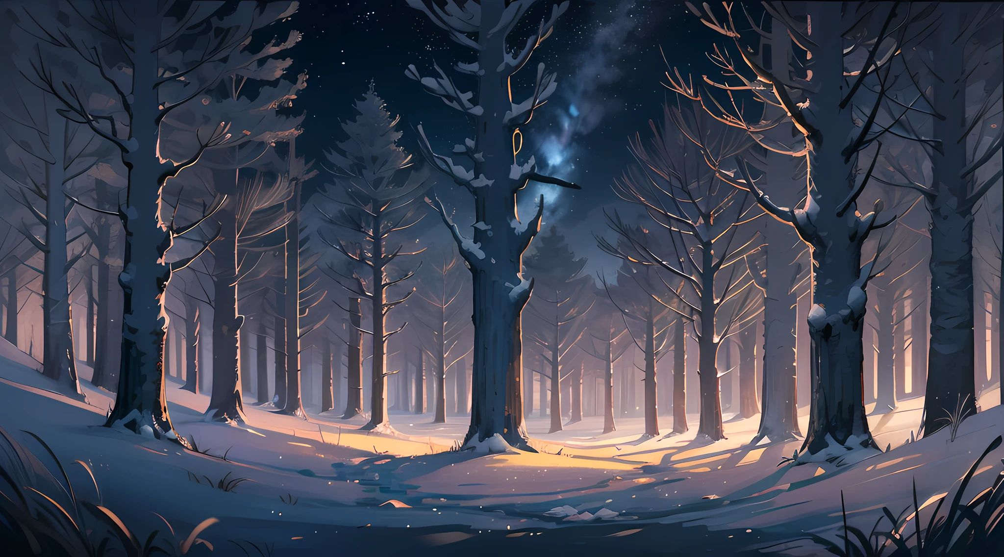 best quality, masterpiece, dark forest, night time