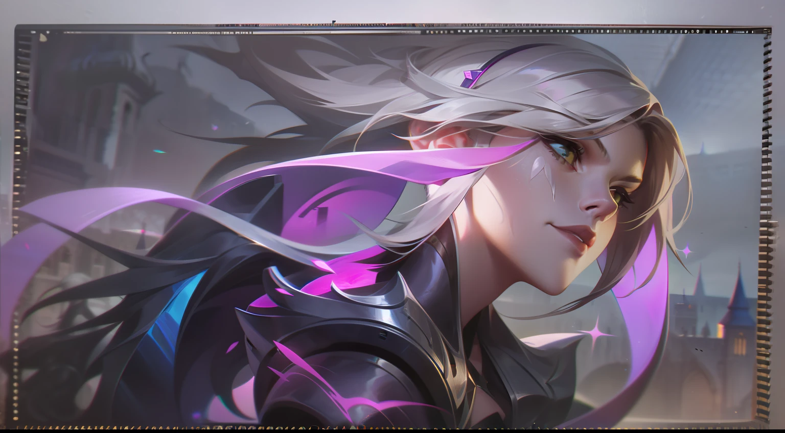 Healing Armor mulher de cabelos curtos elegantes com uma pose badass + generate armor capable of healing/repairing oneself +Cosmo-Knights (Rifts)
Mordred (Camelot 3000) + castelo background + femme fatale splashart, splashart, splashart de League of Legends, arte, pincelada, obra-prima, 8k, ultra detalhado, HD