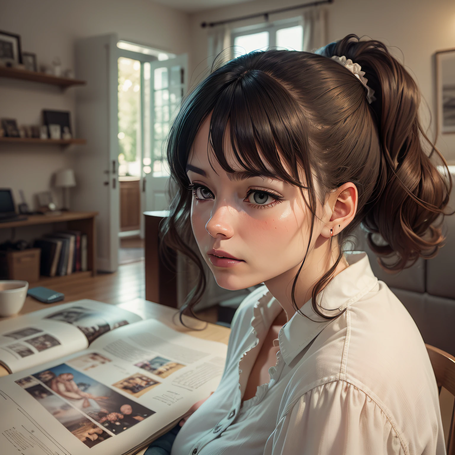 Woman at home thinking about the future