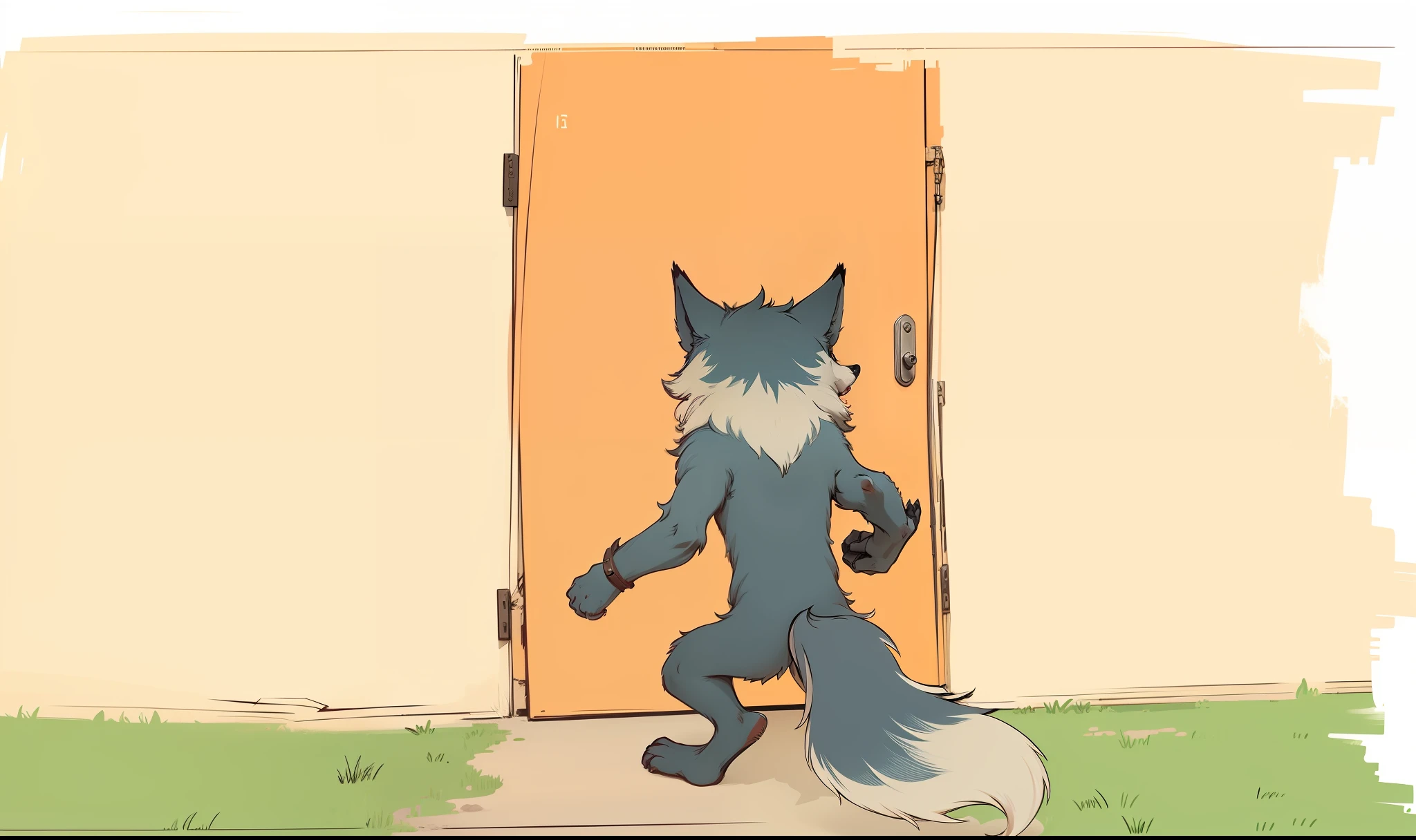 Wolf, door, meadow