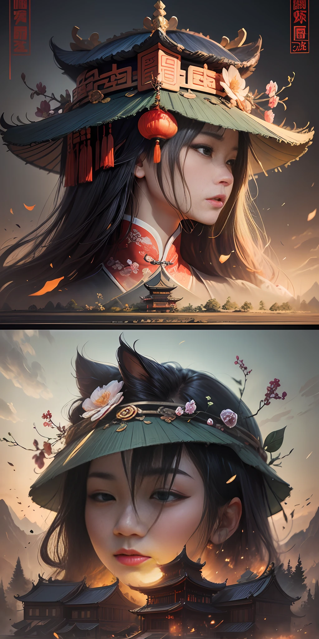 Xiaoxiao, poster, Chinese traditional solar terms, 24 solar terms, Chinese style poster, super detail, super realism, illustration poster, detailed painting 4K, 4K detailed digital art, stunning artwork, beautiful digital artwork, 3D concept art, very detailed digital painting, vertical canvas (1:2)