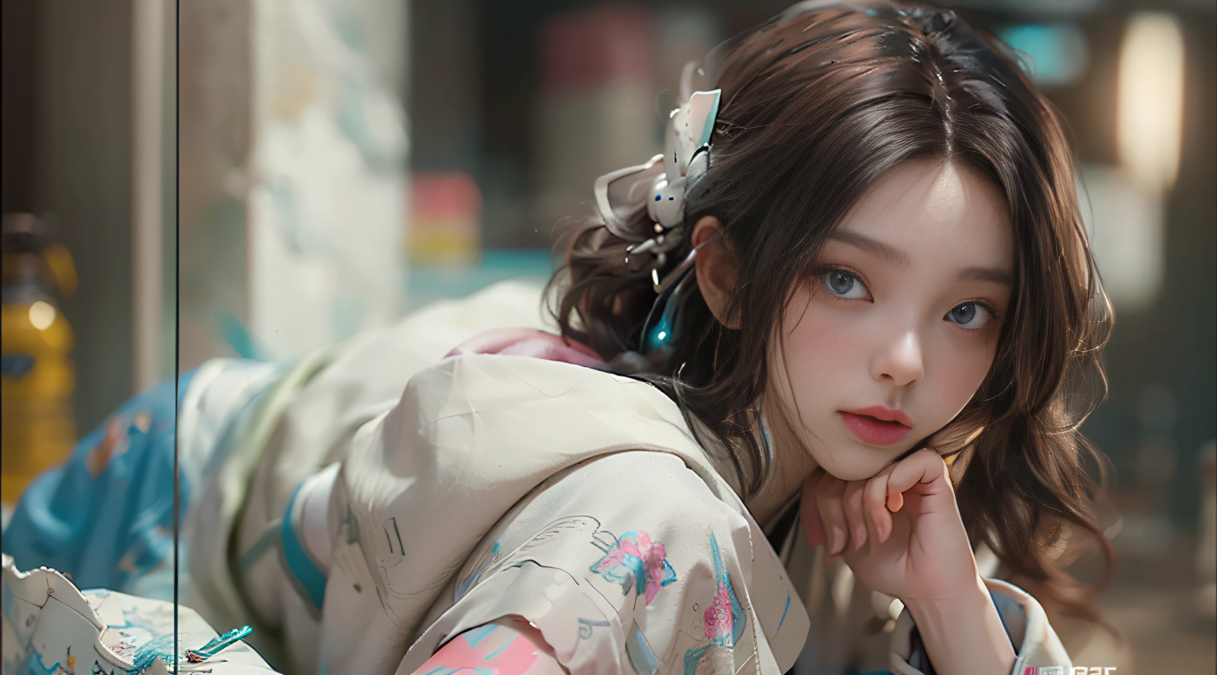 ((best best quality)), ((MasterPiece)), (Detail:1.4), 3D, A beautiful cyberpunk female image,HDR(high dynamic range),RayTrace,nvidia rtx,The ultra-Resolution,Unreal 5,Subsurface scattering、pbr texturing、postprocessing、Anisotropic Filtering、depth offield、Maximum Clarity and Clarity、Many-Layer Textures、Albedo and Specular map、Surface coloring、Mitsu-Accurate simulation of material interactions、Perfect Scale、octanerendering、Two-colored light、large aperture、low ISO、white balance、Rule of Thirds、8K RAW、beautiful bright pupils,flowing robe,Fine pupils,Detailed face and eyes,Long Lashes,Blushlush,voluminous hair,Tender red lips