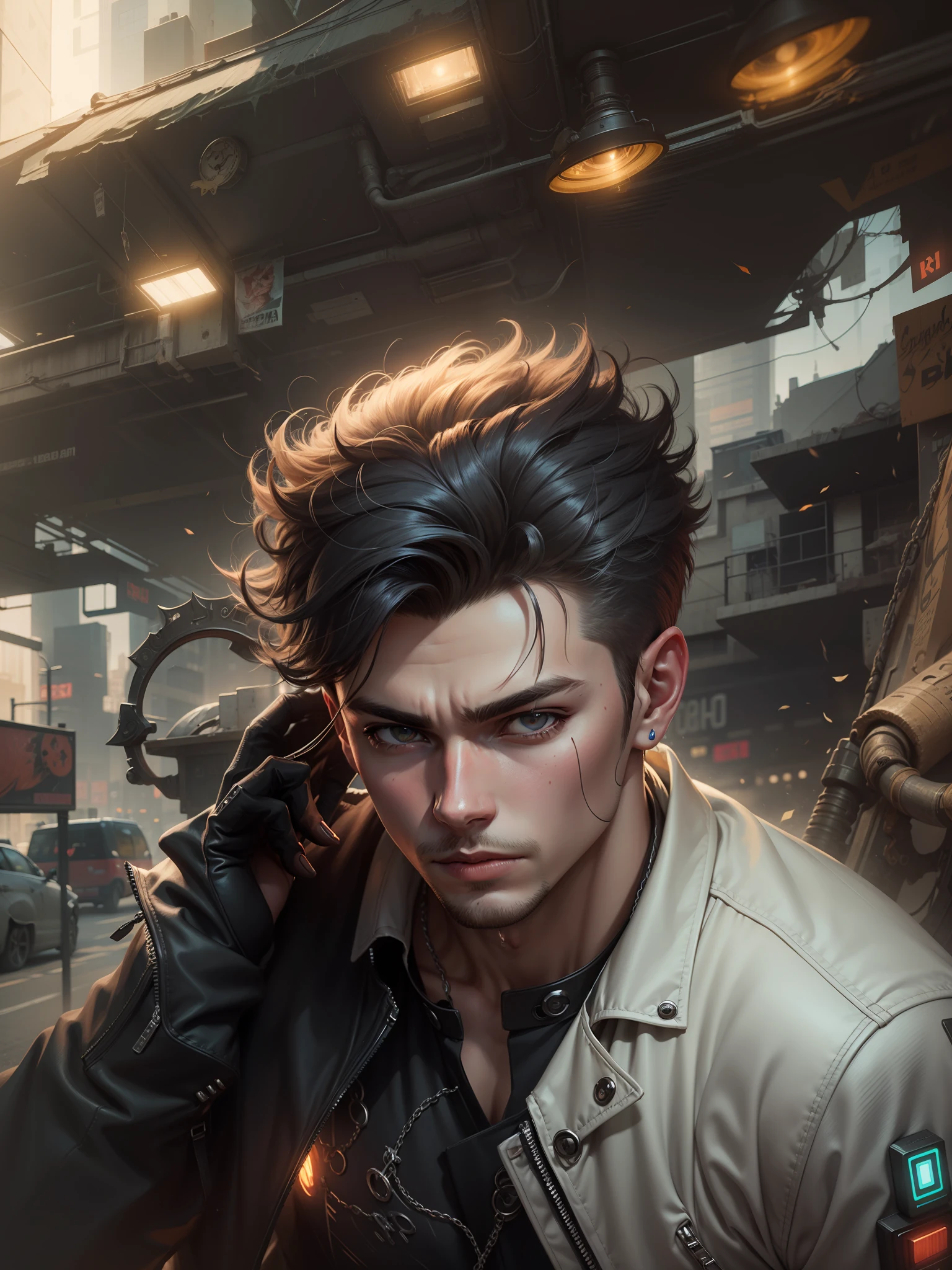 Change background cyberpunk handsome boy, realistic face,8k, realistic,