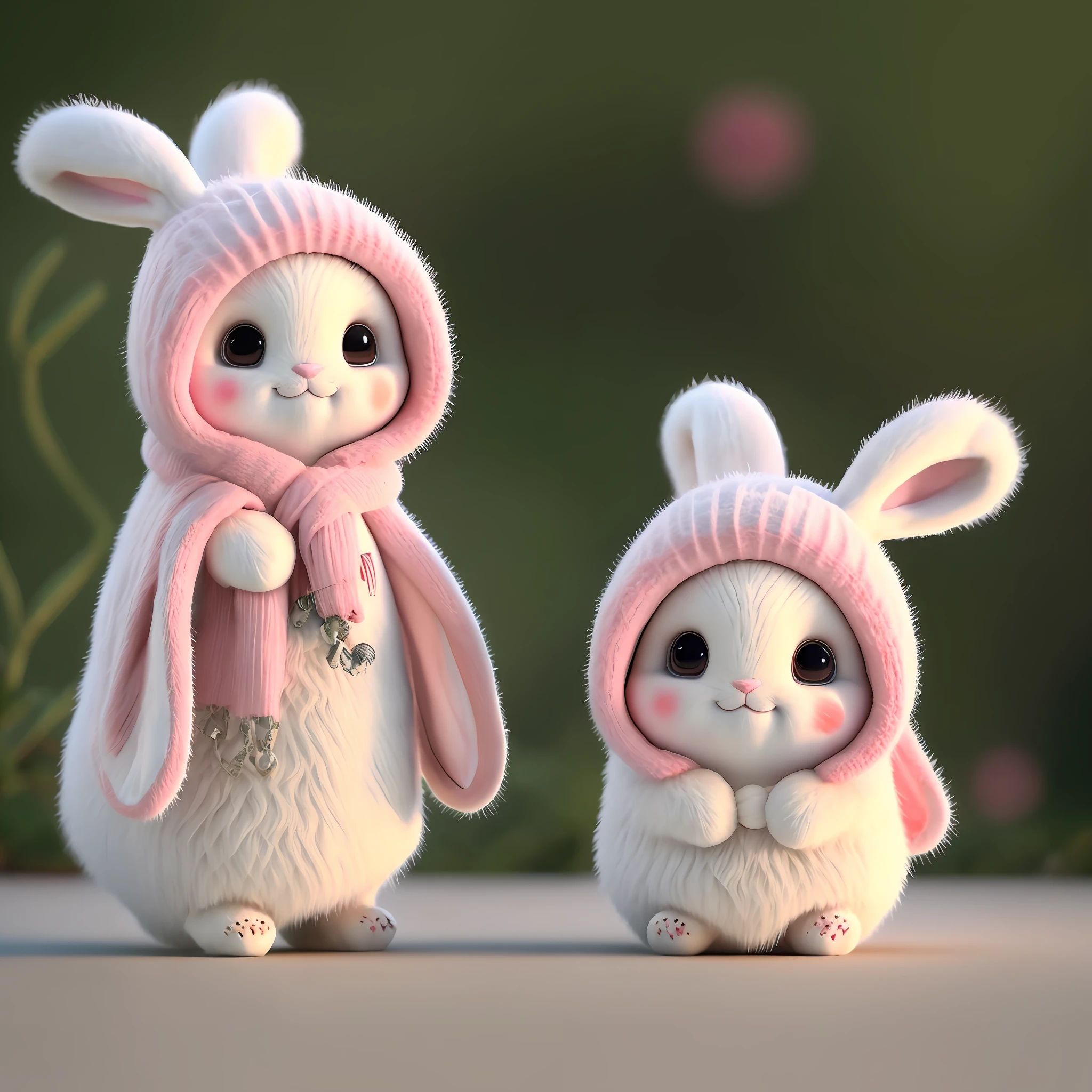 : 3. bunny, realistic, furry animal, apple, black eye, blush, cherry, food, fruit, full body, hat, non-human, strawberry, tomato, watermelon
