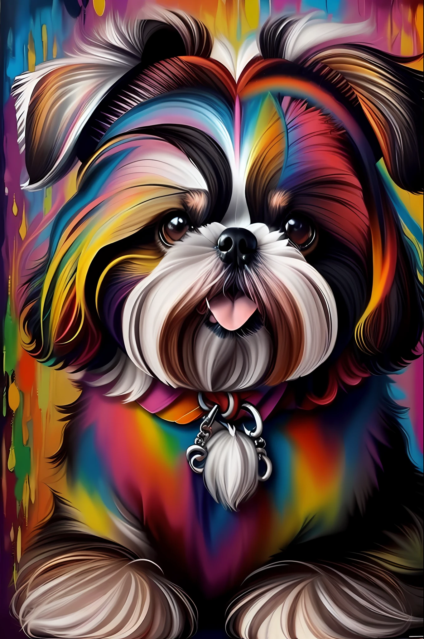 ((Dog Shih tzu)),(happy)), Eduardo Kobra padding ,wall PORTRAIT geometric multidimensional, art, chibi,
yang08k, beautiful, colorful,
masterpieces, top quality, best quality, official art, beautiful and aesthetic,