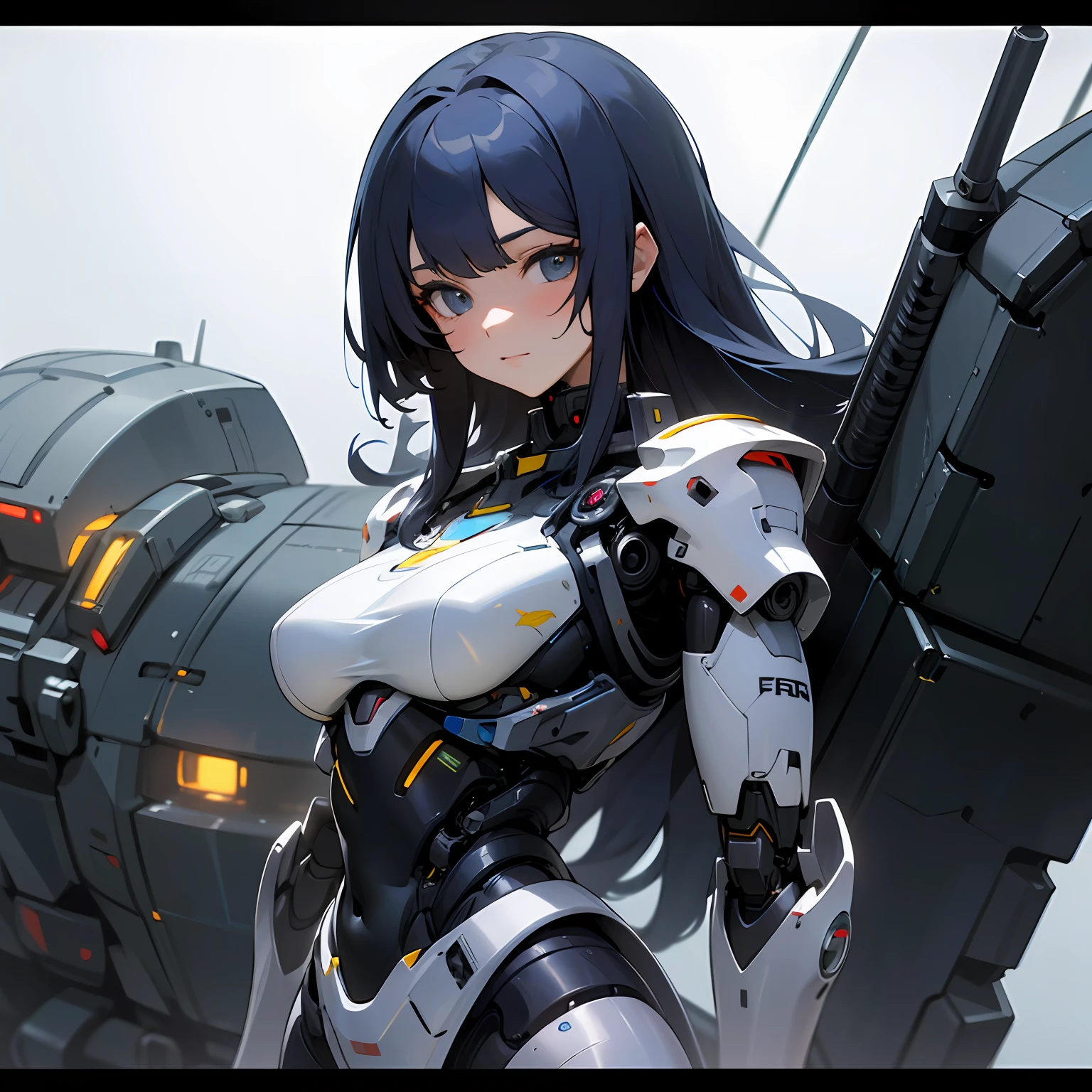 a close up of a woman in a futuristic outfit with a gun, oppai cyberpunk, cute cyborg girl, biomechanical oppai, cyberpunk anime girl mech, anime robotic mixed with organic, wlop. scifi, girl in mecha cyber armor, 8k high quality detailed art, beutiful white girl cyborg, beutiful girl cyborg, perfect anime cyborg woman --auto