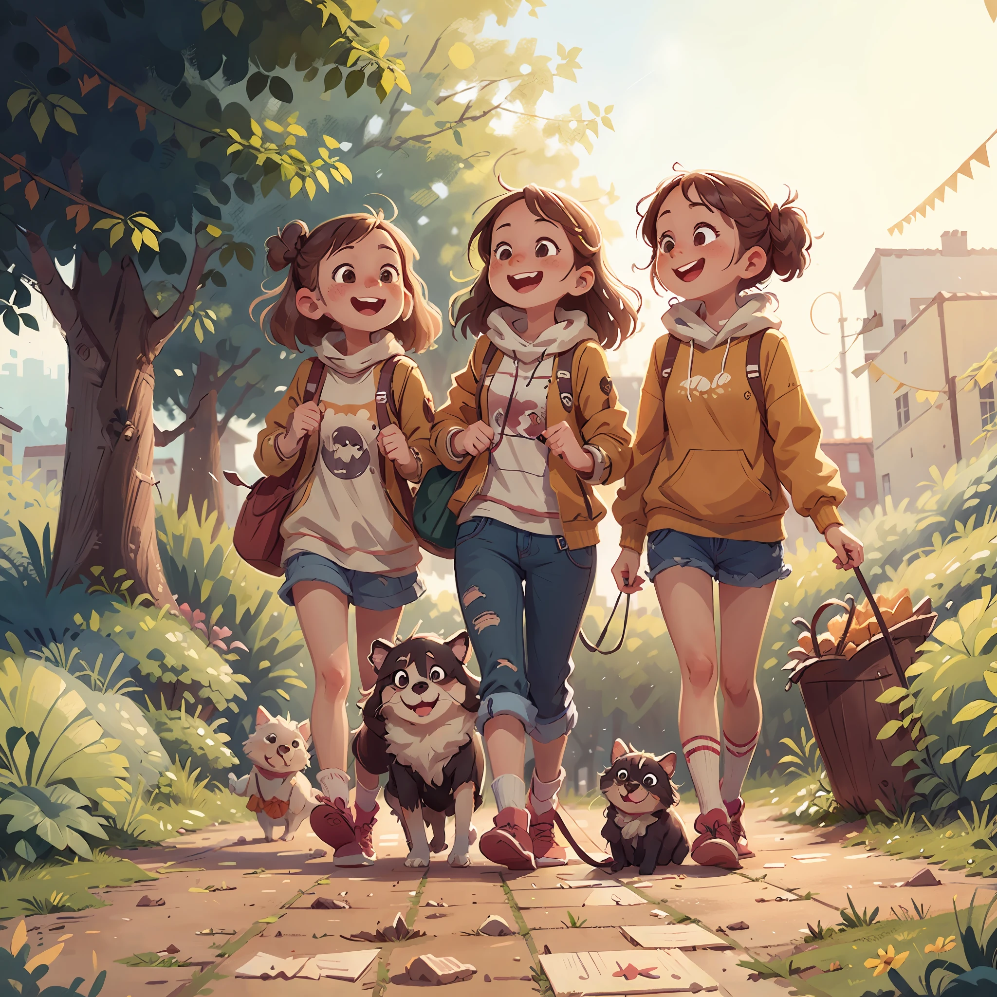 Scandinavian happy girls on a walk. --auto