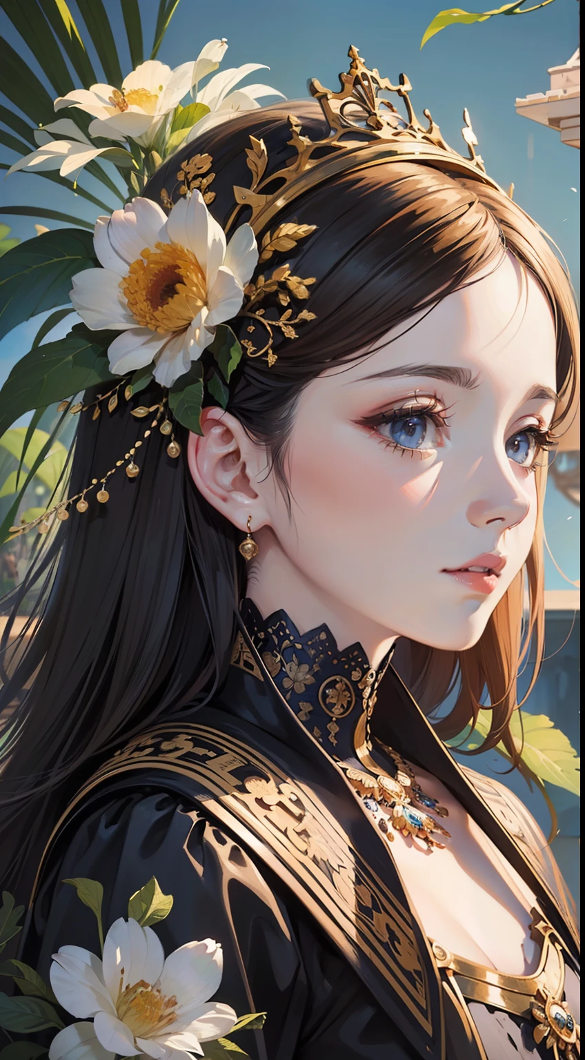 (((masterpiece, best quality, illustration, extremely detailed, 8k, 4k, 2k))),
menera style,by Ernst Haeckel,exquisite illustration of a girl wearing flowers,