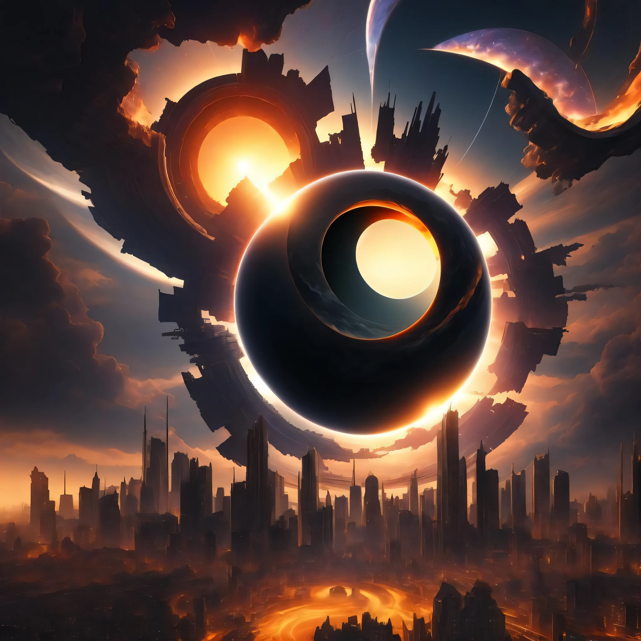 (endgate style:1) a giant black hole in the middle of a city