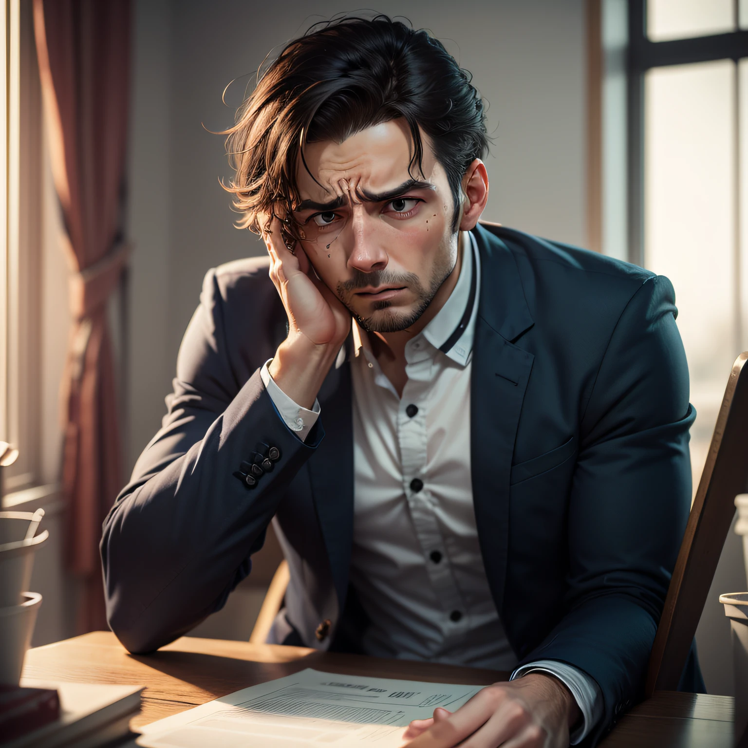 man with anxiety crisis around people