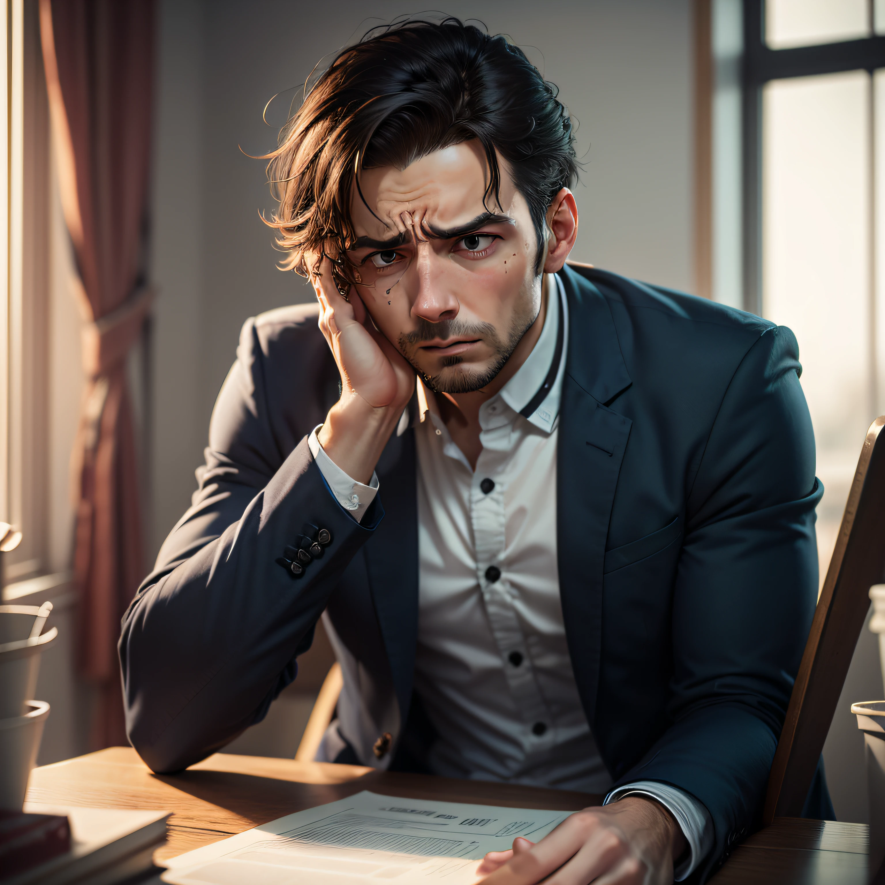 man with anxiety crisis around people