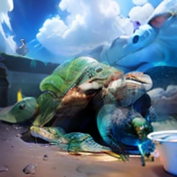 The turtle is eating