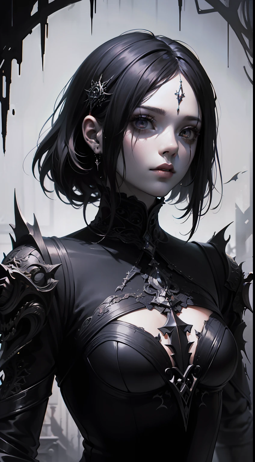 (absurdres, highres, ultra detailed), 1girl, solo, extremely detailed eyes, (official art, beautiful and aesthetic:1.2), (dark art,erosion,fractal art :1.3), colorful, horror,highest detailed