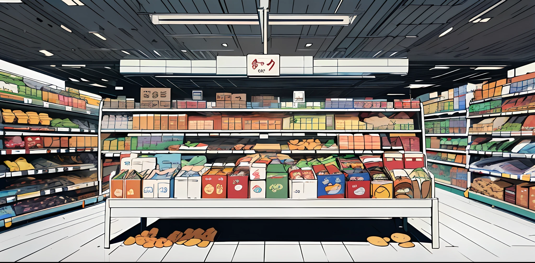 , (masterpiece, best quality), (((inside modern supermarkets)))), (((snack island))), display of a large number of products, gondola shelves full of snacks, multi-colored packaging, messy islands, (secondary color: 1.1), (primary color: 1.5), colorful details, intricate detail lines and toughness, realistic aesthetics, shadows and cross shadows, no one, fractal_environment,