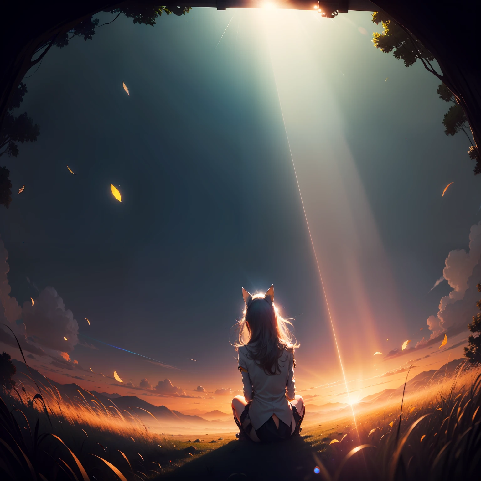 Ultra-Wide Angle, 360 view, lens flare, Romanticism, anime, Color Field painting, Art Deco, ray tracing, god rays, Fujicolor --auto