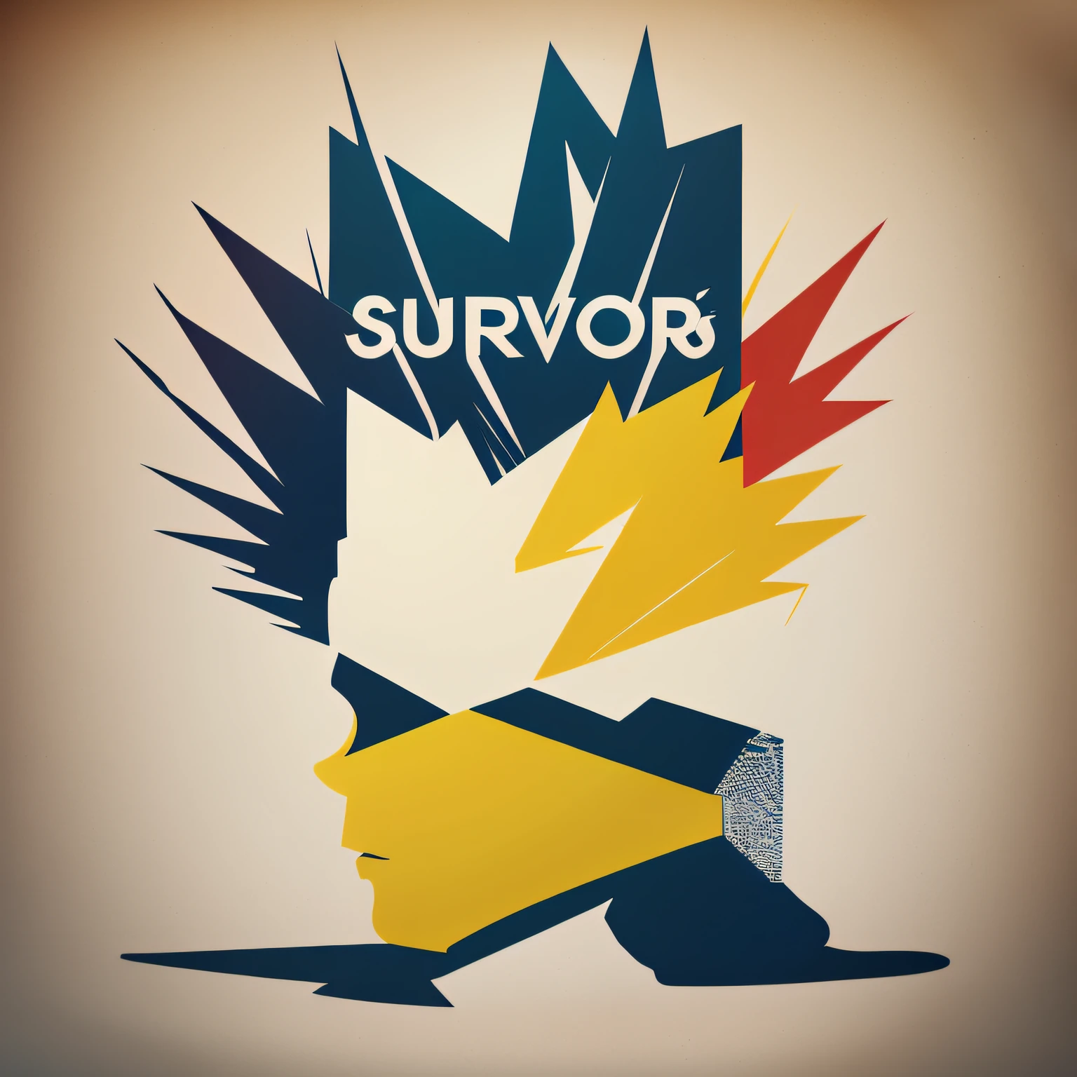 there is a poster with a man with a lightning bolt on his head, born survivor, inspired by Sven Erixson, inspired by Petros Afshar, inspired by Tom Whalen, fan art, poster illustration, inspired by João Artur da Silva, vector behance hd jesper ejsing, official artwork, lone survivor, by Andrew Stevovich