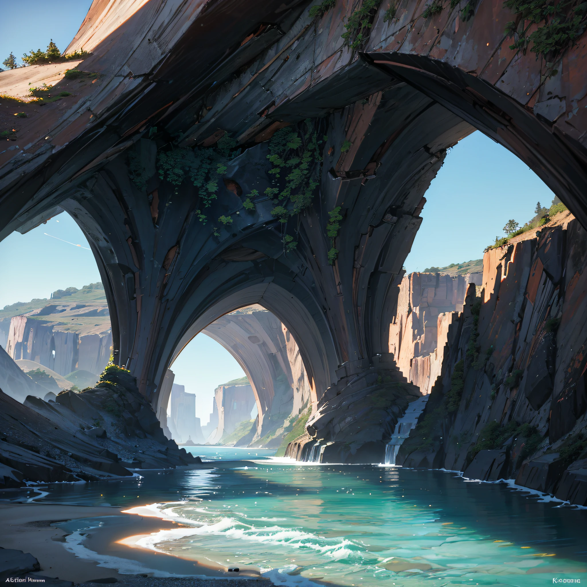 River, canyon, Arizona, bridge, canyon top, cliff overlooking Kodak Krom :: 8 K, canyon, huge chasm, very detail!, rendered in 4 k, lots of bridges, green river pictures, beeple and jangjiro, earth, mars, jupiter, non-terrestrial places, rivers, lakes, 100m deep ,crystal clear water: transparency. Sky Ratio::2, Missing Visuals, Star Wars --auto