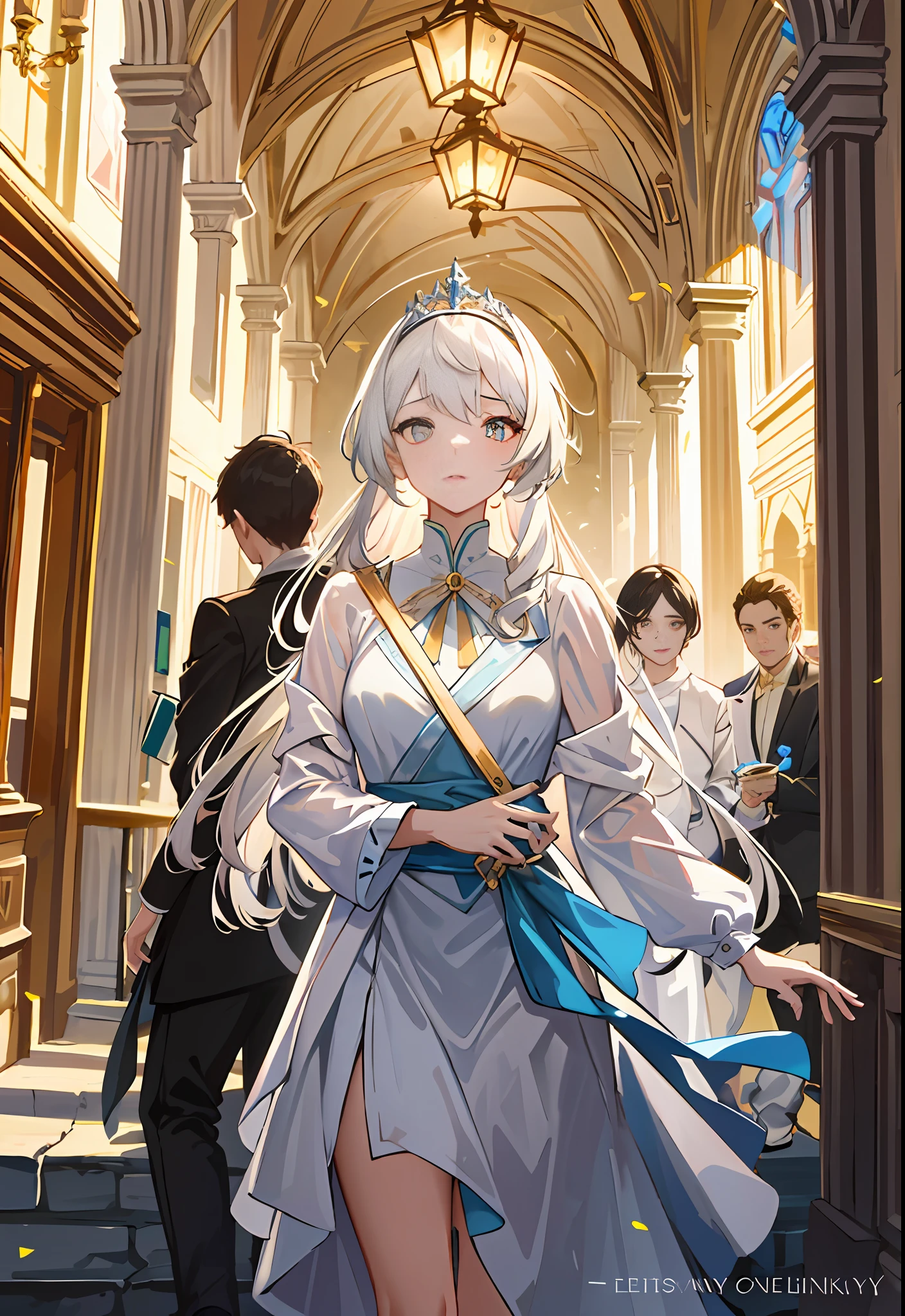 Model shooting style, (extremely detailed CG Unity 8k wallpaper), full-shot body photo of the most beautiful artwork in the world, stunning beautiful photo realistic available, super realistic super detailed photo, a beautiful girl as a female dancer entering the Loggia dei Lanzi of Florence,complex dress, banquet, crowd, [slight smile], (Sculpture of Hercules background), (princess eyes, shining pupils), detailed symmetrical beautiful hazel eyes, detailed gorgeous face, highly detailed, Vibrant, professional majestic oil painting by Ed Blinkey, Atey Ghailan, Studio Ghibli, Jeremy Mann, Greg Manchess, Antonio Moro, ArtStation Trends, CGSociety Trends, Complex, High Detail, Sharp Focus, Dramatic, Realistic Painting Art, by Midjourney and Greg Written by Rutkowski
