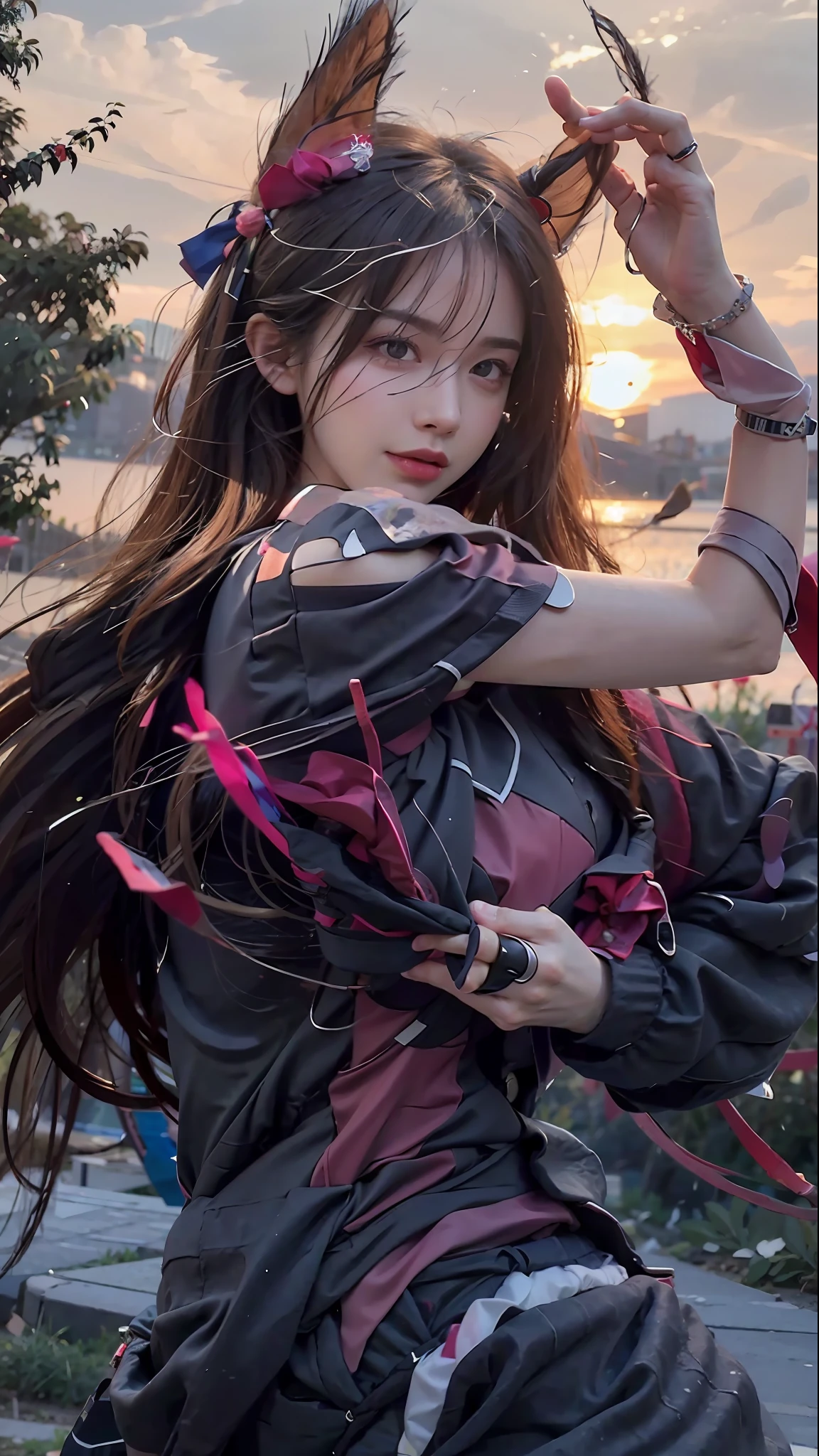 Masterpiece, Best Quality, (Realistic, Photorealistic Photo: 1.37), 8K, An Extremely Delicate and Beautiful, Amazing, Fine Details, Official Art, Ridiculous, Incredibly Ridiculous, Huge File Size, Ultra Detailed, Extremely Detailed, Beautiful Meticulous Girl, 1 Girl, (Perfect Female Figure), Full Body, Short Skirt,