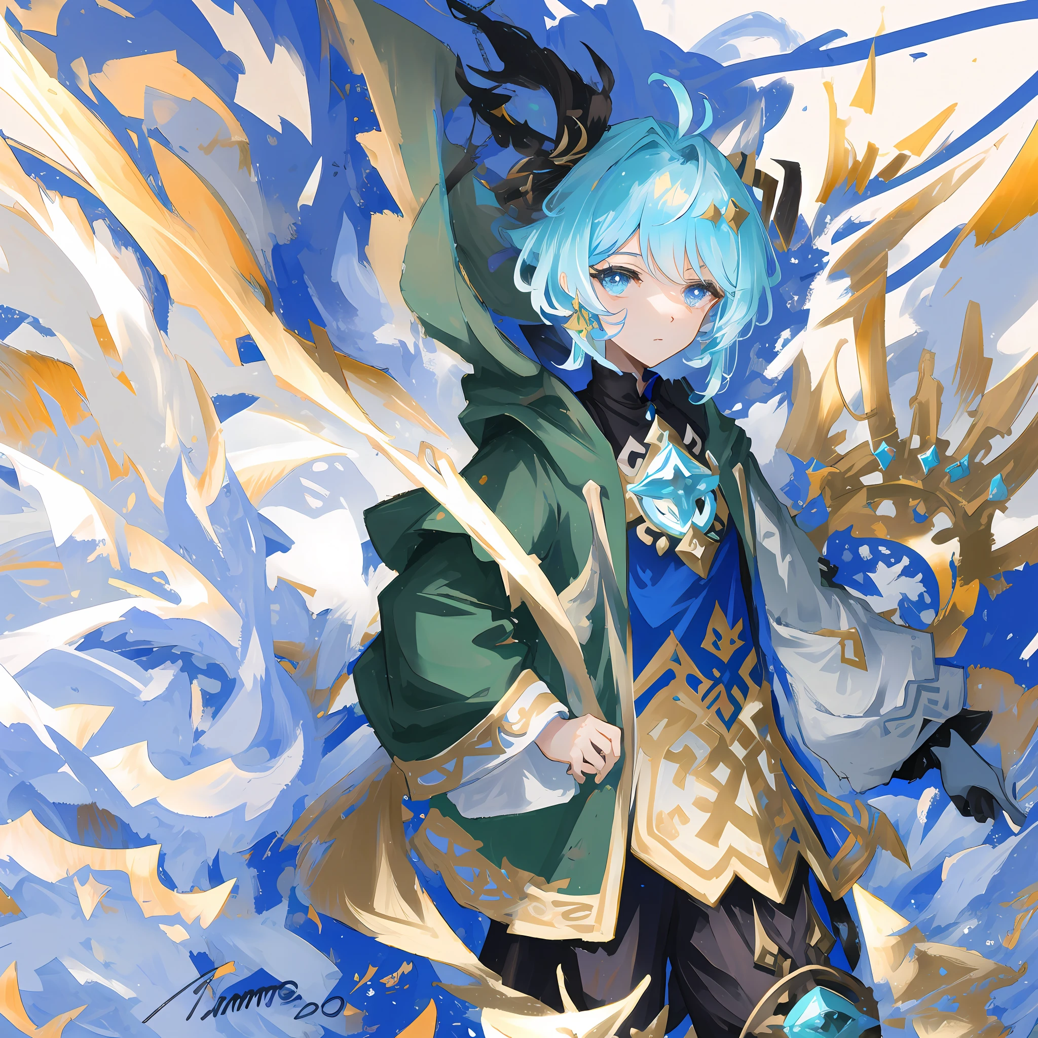 Create a Male Fatui Harbinger with Anemo Vision Character form Genshin Impact