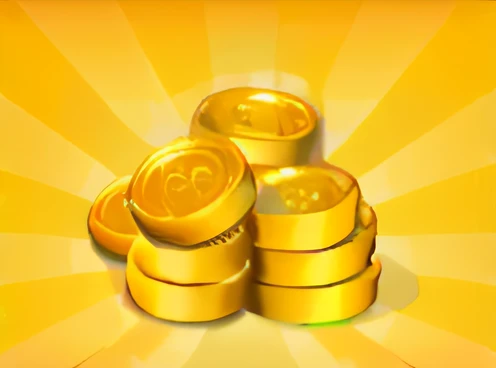 a close up of a pile of gold coins with a sunburst background, gold coins, with many gold coins, piles of gold coins, shiny gold, scattered gold coins, coins, realistic gold, gold, sitting on a pile of gold coins, golden towers, stacks, 20k, coin, gold medal, shiny golden, gold theme, game icon asset