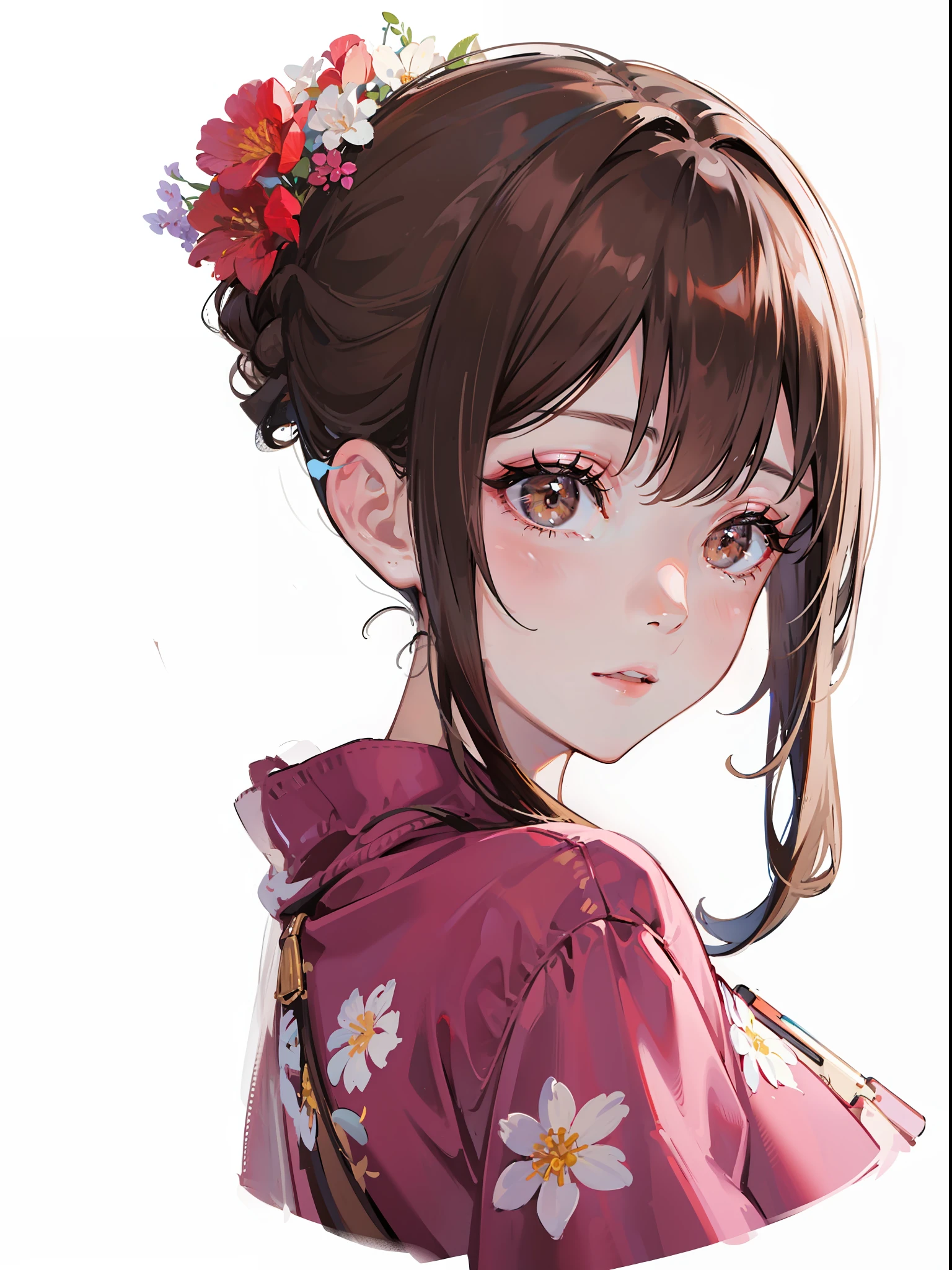 The most beautiful woman, brown eyes, brown hair