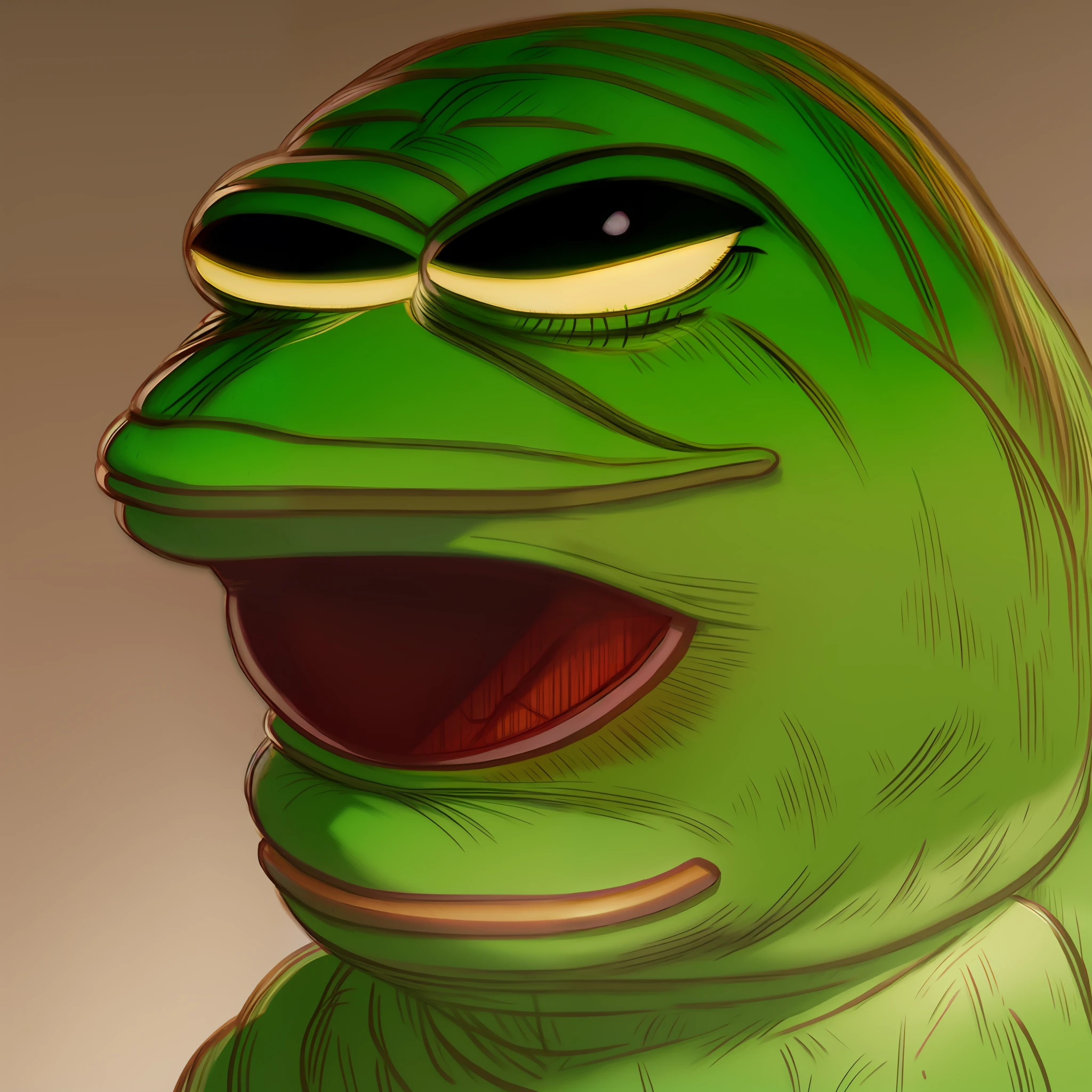 pepe_frog, highly detailed, centered, solid color background, digital painting, artstation, concept art, smooth, sharp focus, illustration, artgerm, donato giancola, Joseph Christian Leyendecker, Les Edwards, Ed Repka, WLOP, Artgerm , by studio ghibli , cartoon,