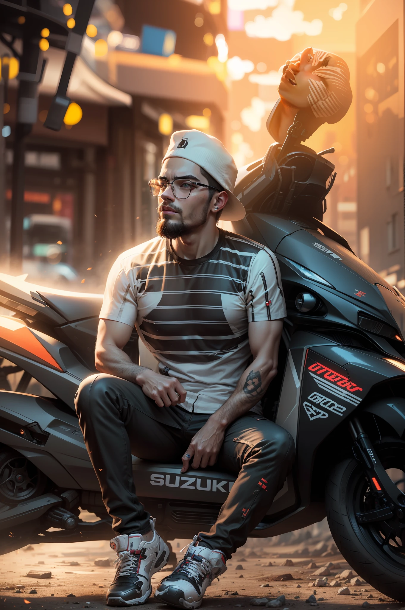 Change background handsome boy cyberpunk realisticface 4k