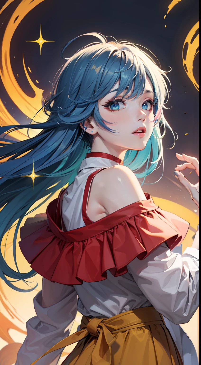 (Colorful Hair: 1.8), (Rainbow Color Explosion: 2.8), Color Art, (solo: 1.9) (All Colors of Rainbow: 2.8), (Rainbow Ink: 2.6), (Rainbow Ink Splash: 2.6), (Upper Body: 2), White Off Shoulder Shirt, Sexy, (close-up: 1.8), Looking at the audience, with watery eyes, (Rainbow Hair: 1.6), Color Splash, Solo, (Color Splash: 1.8) (Color explosion: 2.1), messy lines, beauty and aesthetics, (Datura: 1.6), ((sparkling)), (colorful), (color), the most beautiful chaotic form, elegance, fauvism design, vivid colors, romanticism, atmosphere, ecstasy of notes, (fractal art: 1.8), (colorful), color, (splash) (splash), vertical painting, upper body, paint splash, Acrylic paint, gradient, paint, highest image quality, highest quality, masterpiece, solo, depth of field, facial painting, colorful clothes, (elegant: 1.2), gorgeous, long hair, wind, (elegant: 1.3), (fauvism: 1.4), ((masterpiece)), (best quality), (super detail), (illustration), (dynamic angle), (floating), (painting), (colored hair), (striped hair), Beautiful and delicate eyes, (gradient eyes), (colored eyes), (colored background),
 多彩style-paintmagic 美女现实ulzzang-6500-v1.1 魔幻style-sylvamagic