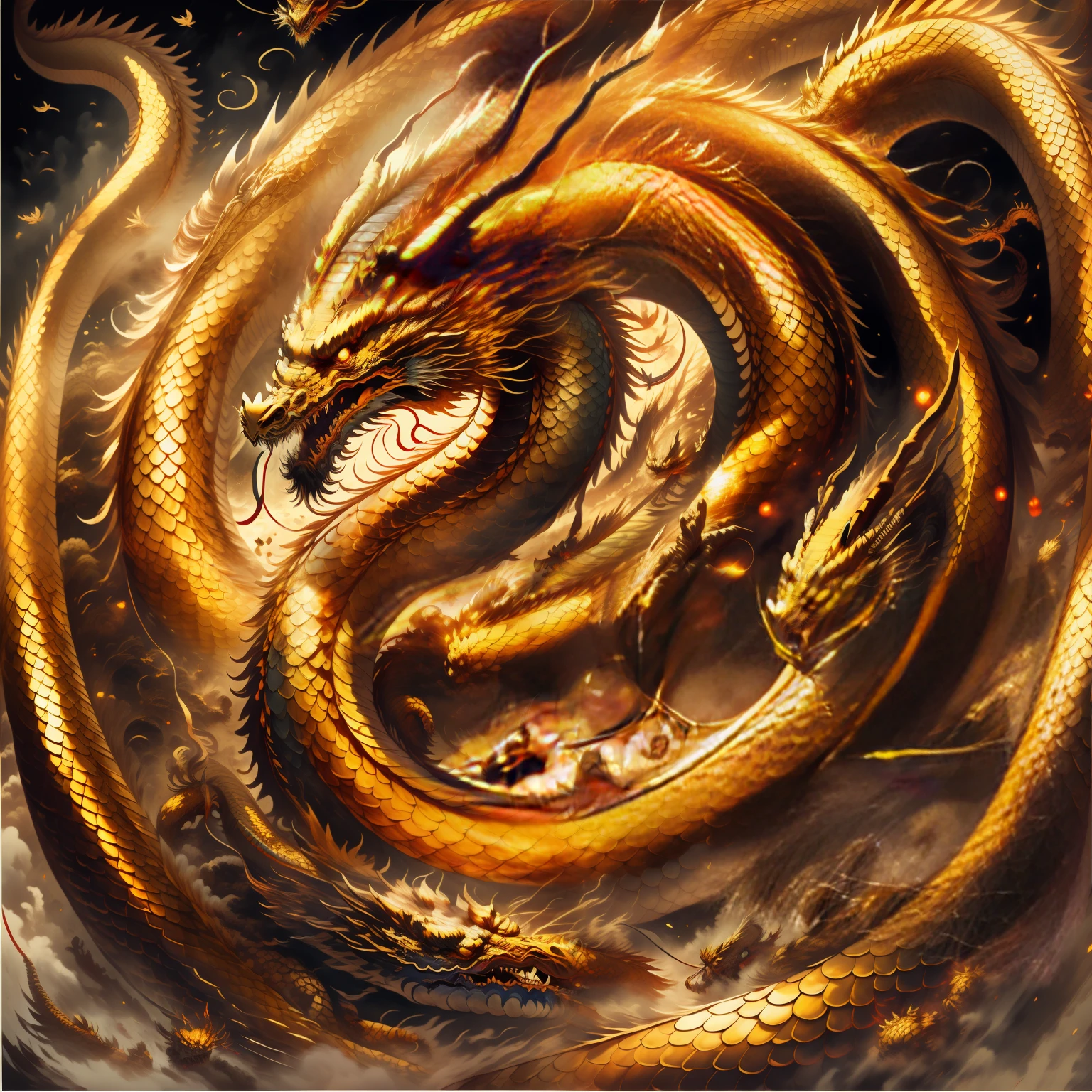 Chinese dragon, golden scales