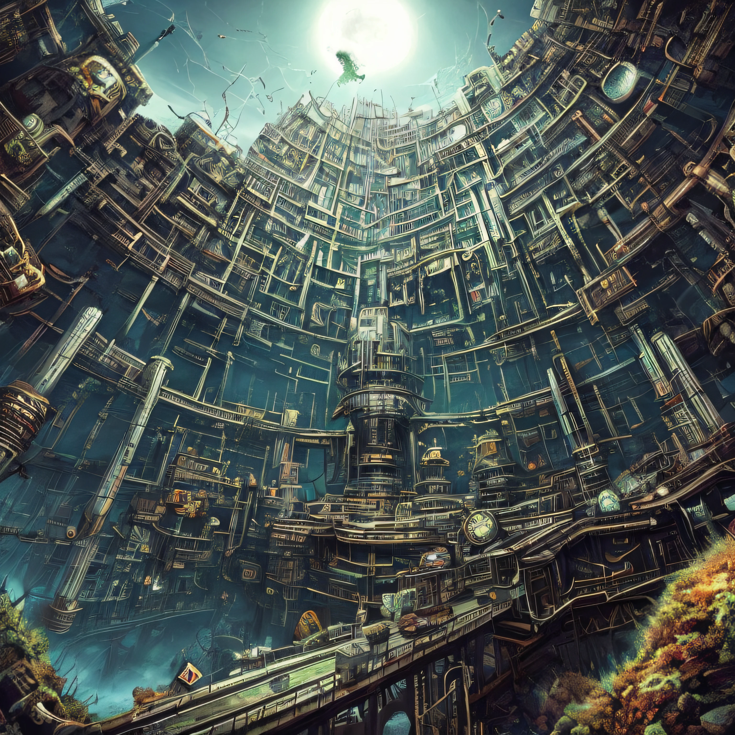 Fractal, dark, psychedelic, ultra futuristic, Absurdis, Realism, Surrealism, Lovecraft, Black Tech, Survival, Action, Adventure, Retro Punk, Atompunk, Clock Punk, Biopunk, Supernatural, Utopian, Dystopian, Thriller, ultra punk, ultra quality, absurd