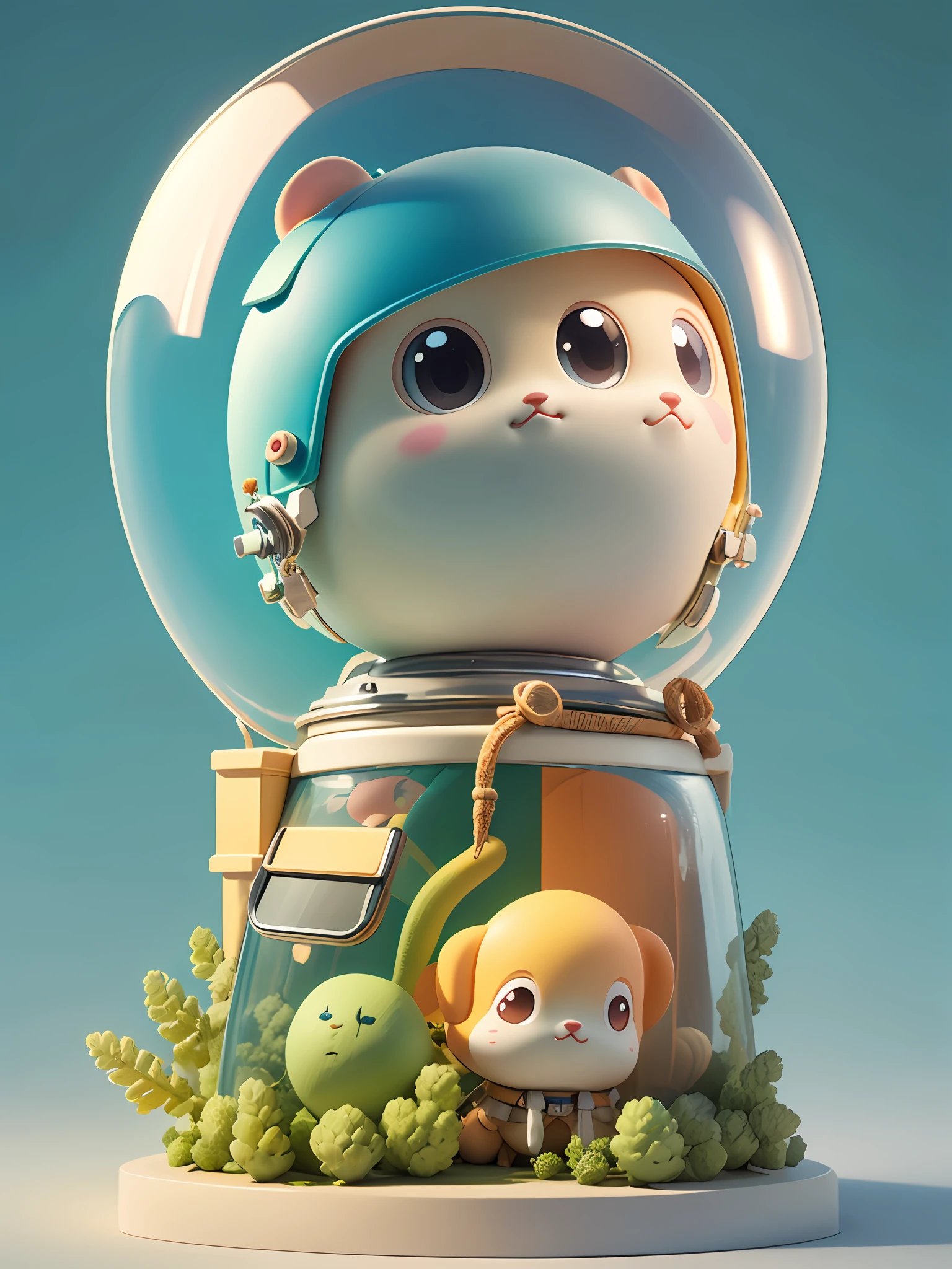 There is a little animal with helmet and helmet, cute 3d rendering, little astronaut looking up, portrait anime space cadet critters, cute 3d anime critter rendering, cute detailed digital art, male explorer mini cute little animal, 3d rendering stylized, 3d rendered character art 8k, cute digital painting, anime style 3d, super detailed rendering
