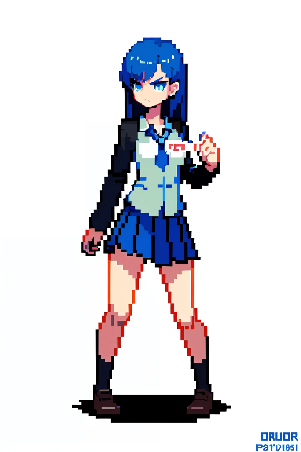 pixel,pixel art,1girl,full body,schoolunifrom,jealous,mad,angry
